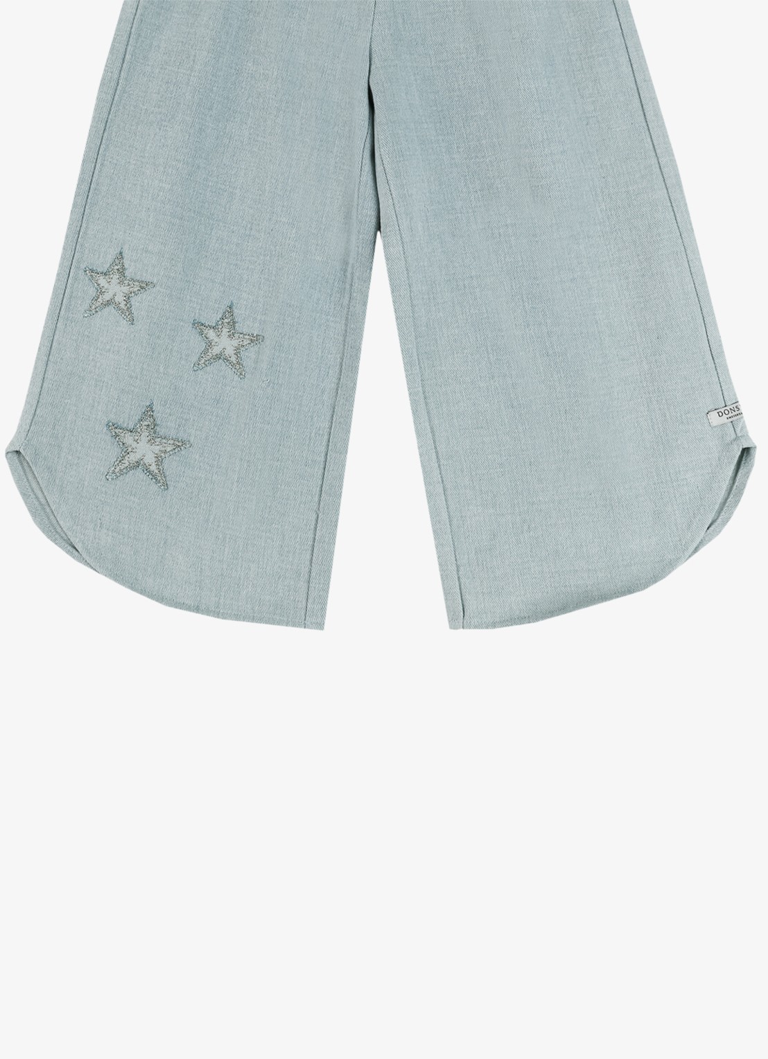 Donsje Amsterdam Hauke Stars wide fit broek van chambray - detail 4 lichtblauw