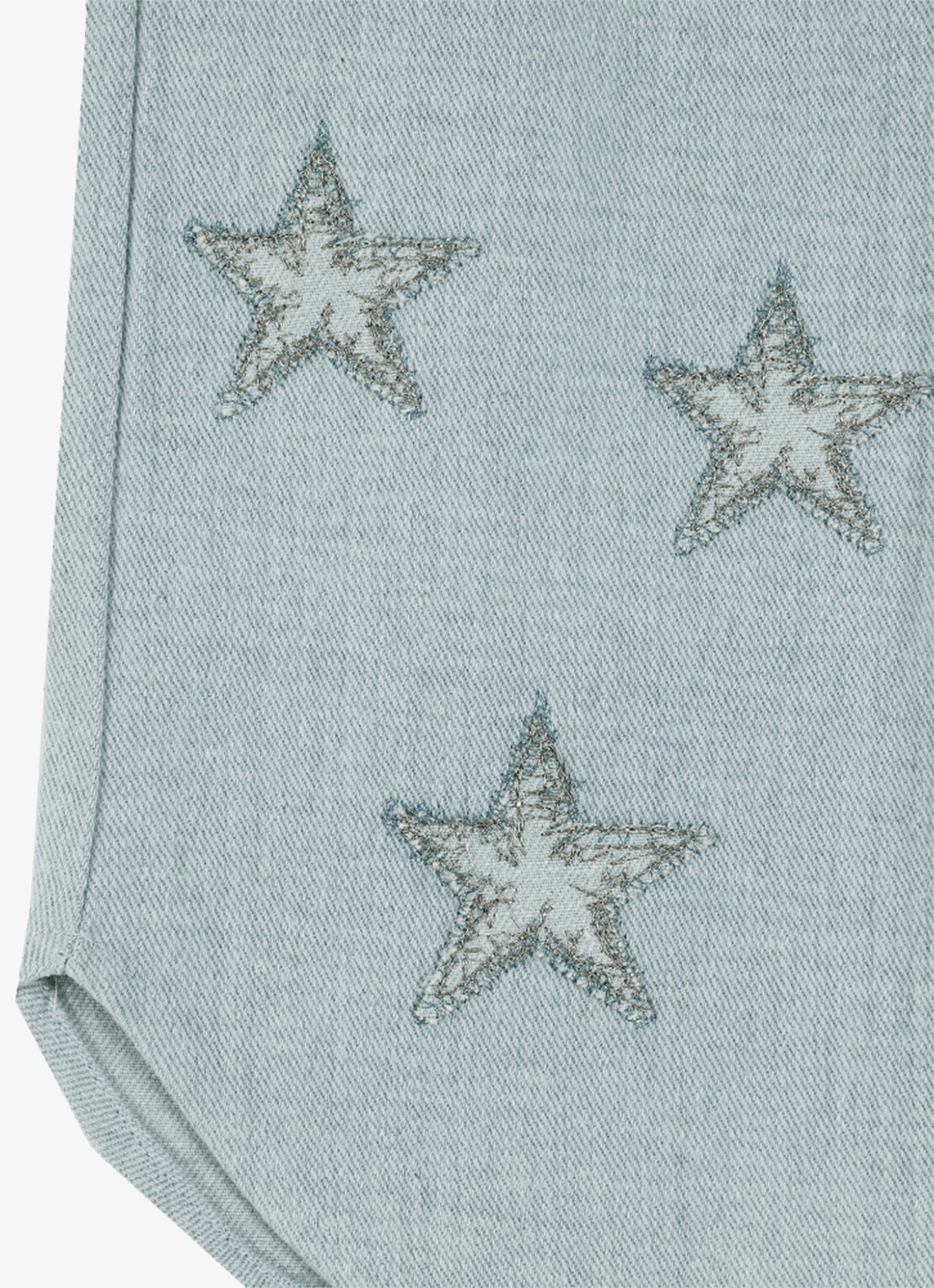 Donsje Amsterdam Hauke Stars wide fit broek van chambray - detail 5 lichtblauw