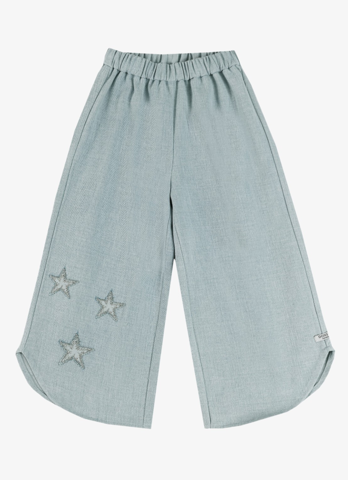 Donsje Amsterdam Hauke Stars wide fit broek van chambray - voorkant lichtblauw