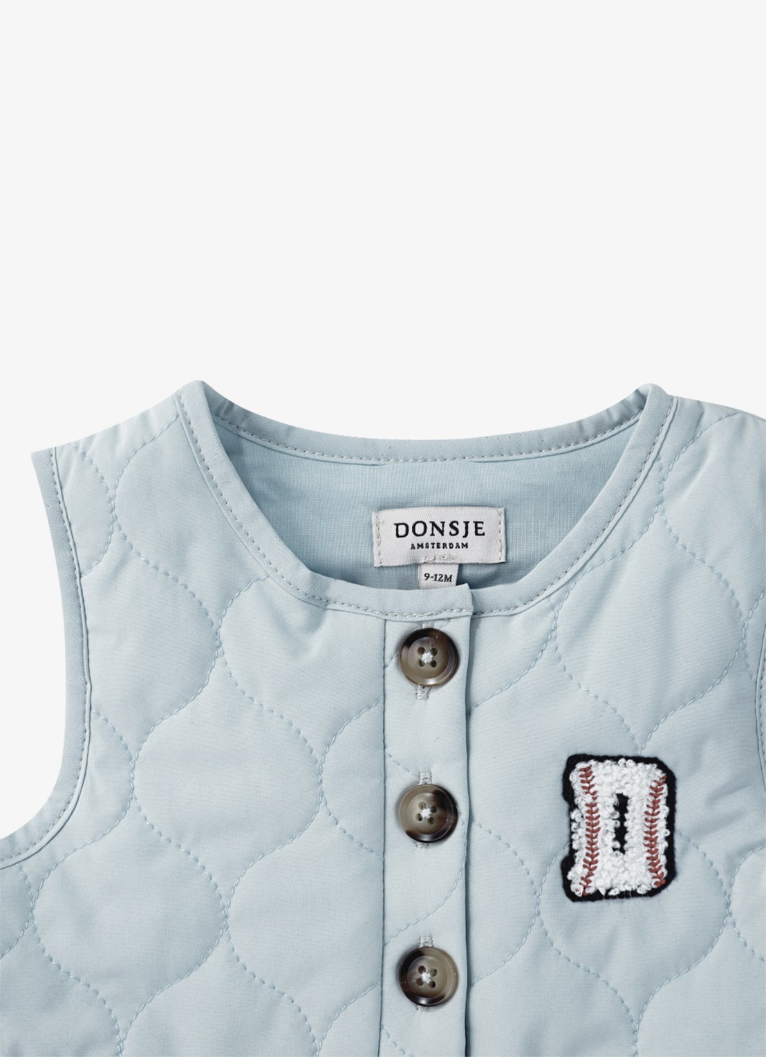 Donsje Amsterdam Ilsa jurk met quilt patroon - detail 8 lichtblauw
