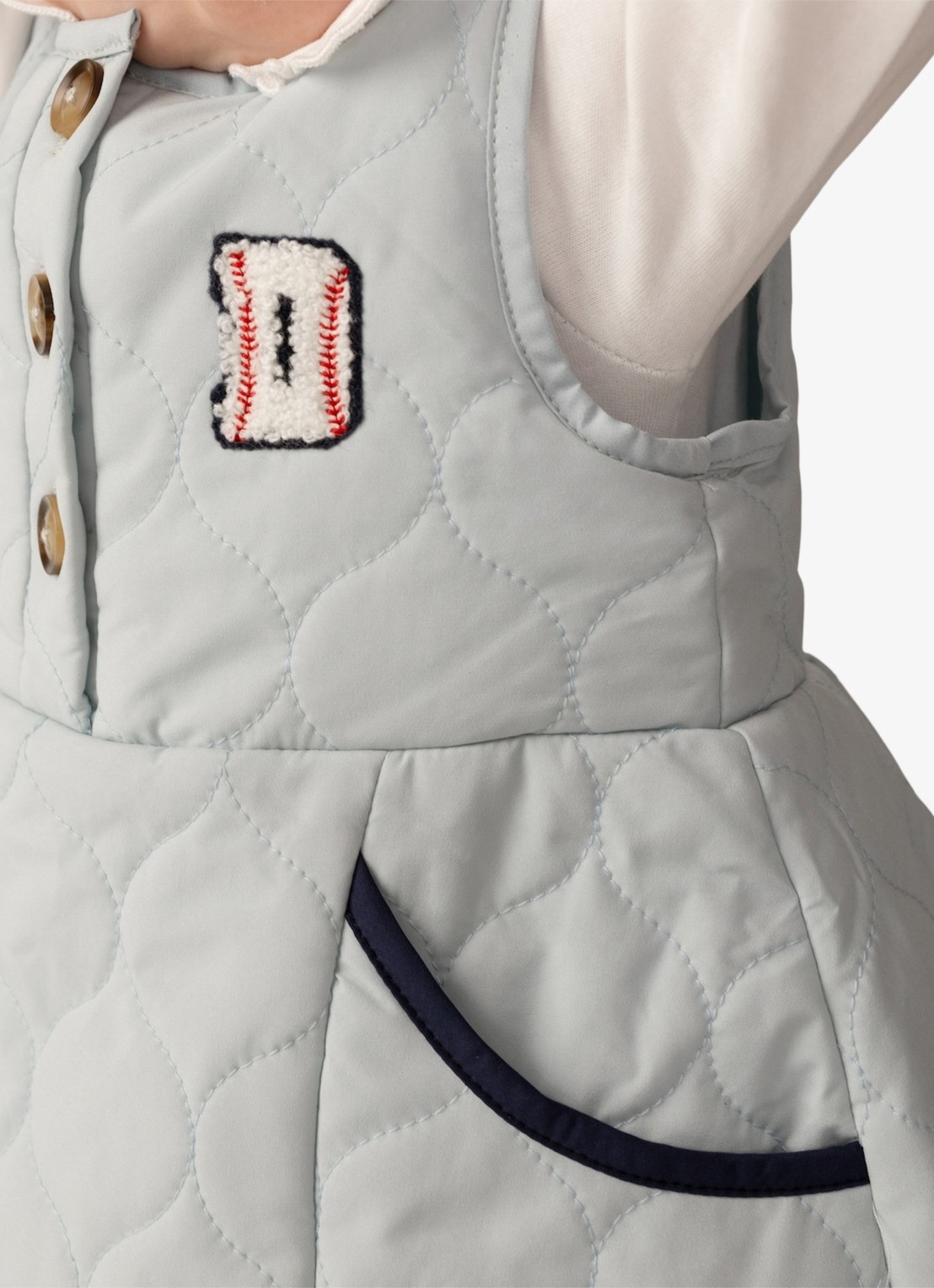 Donsje Amsterdam Ilsa jurk met quilt patroon - voorkant 2 lichtblauw