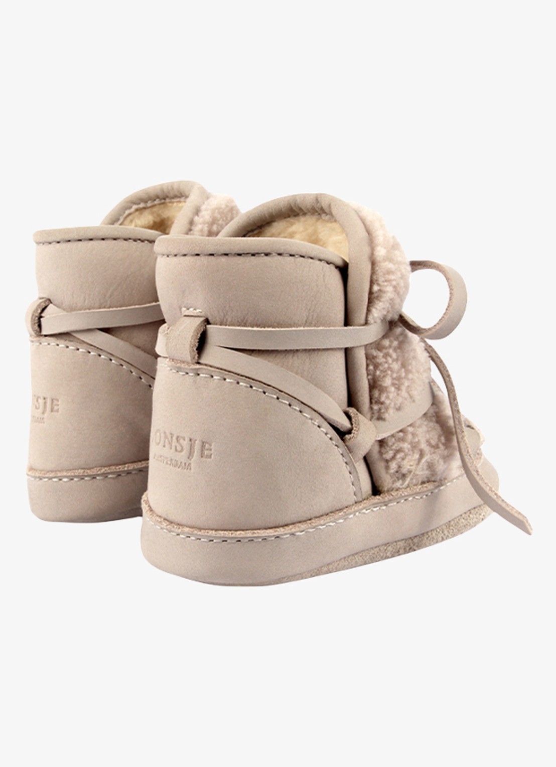Donsje Amsterdam Inuk babyschoentje van leer - achterkant taupe