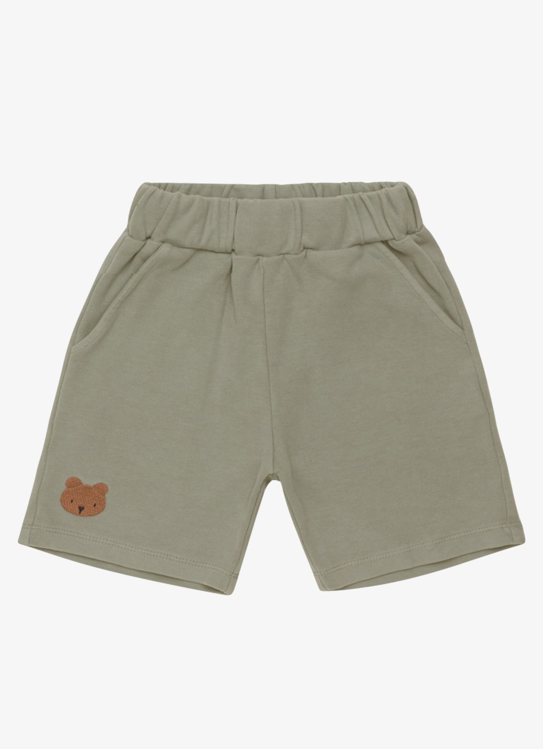 Donsje Amsterdam Ithri Bear straight fit korte joggingbroek van katoen - voorkant 5 groen