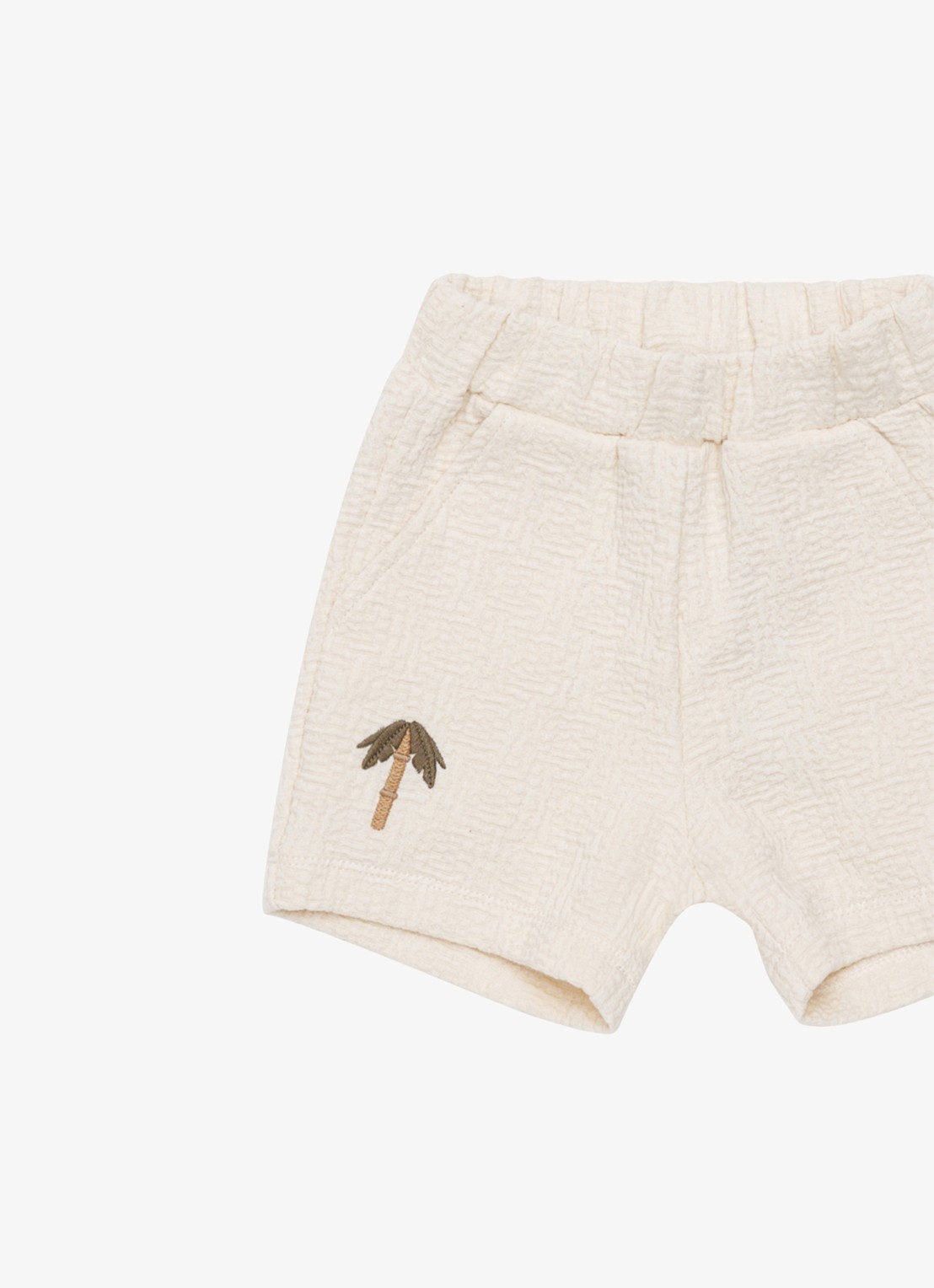 Donsje Amsterdam Ithri Palm Tree straight fit korte joggingbroek van katoen - detail 2 wit