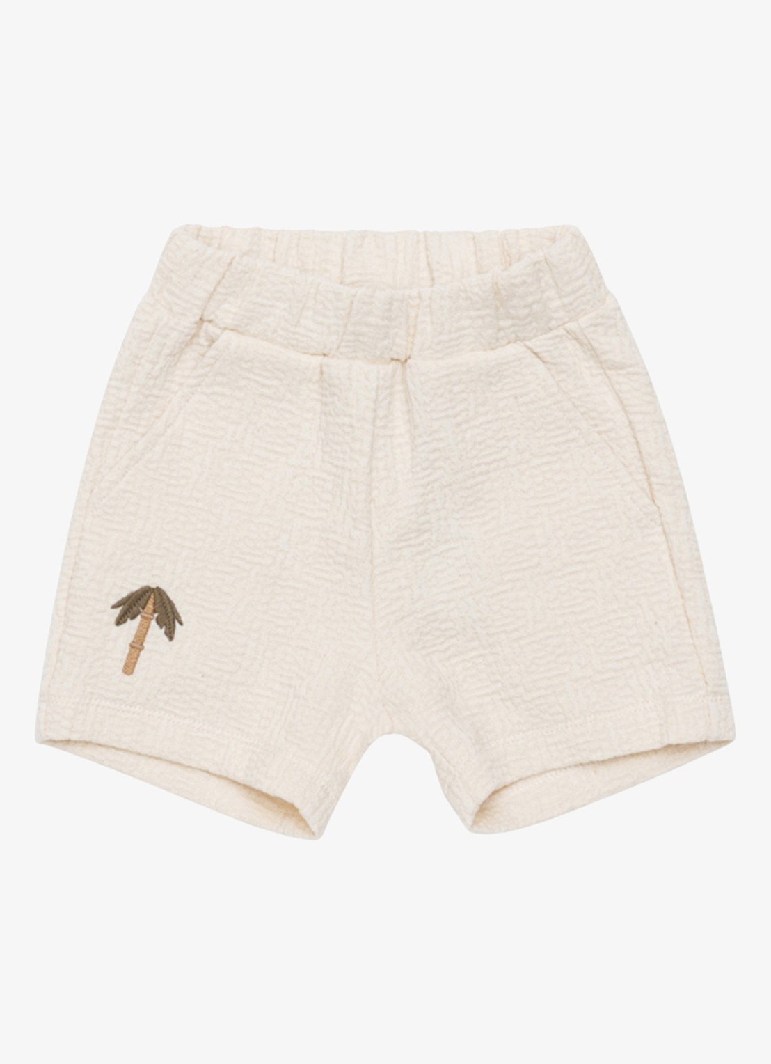 Donsje Amsterdam Ithri Palm Tree straight fit korte joggingbroek van katoen - voorkant 3 wit
