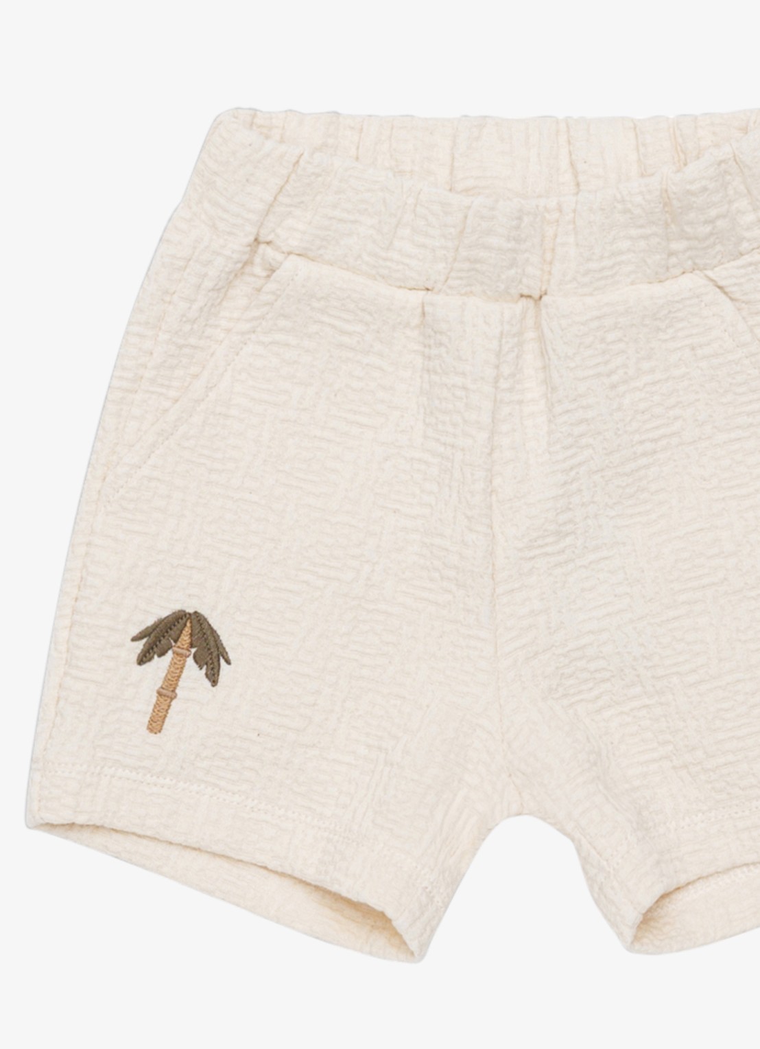 Donsje Amsterdam Ithri Palm Tree straight fit korte joggingbroek van katoen - detail 4 beige