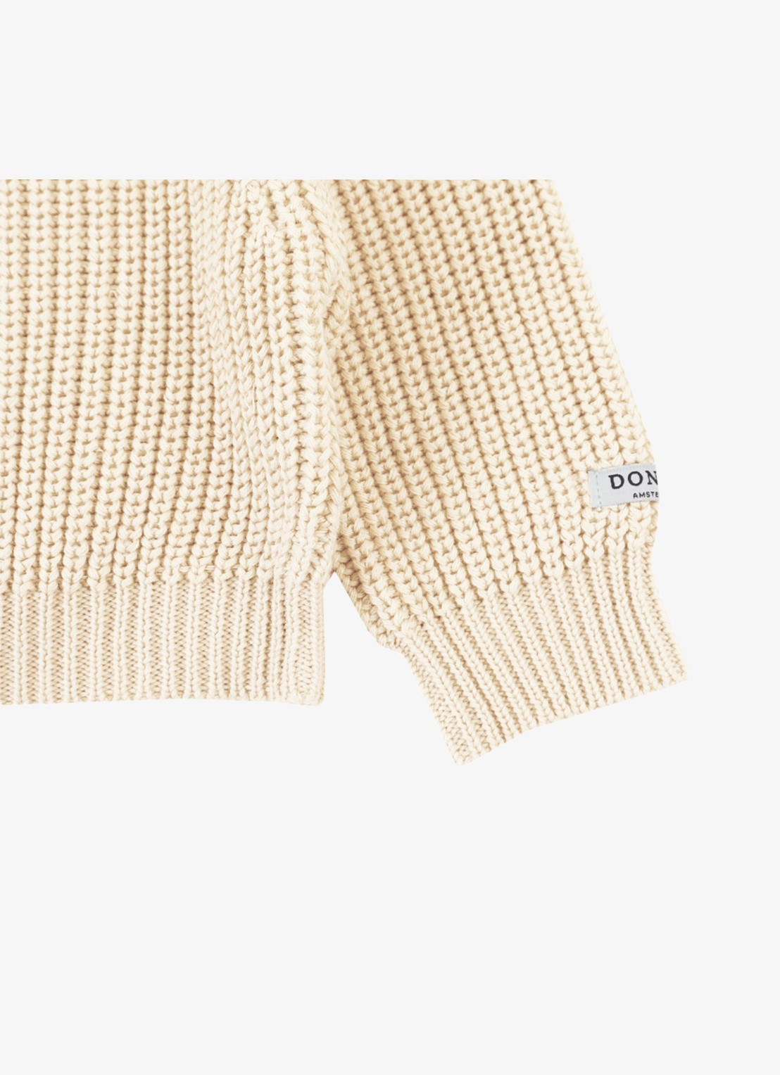 Donsje Amsterdam Jade grofgebreide trui met ronde hals - detail 6 beige
