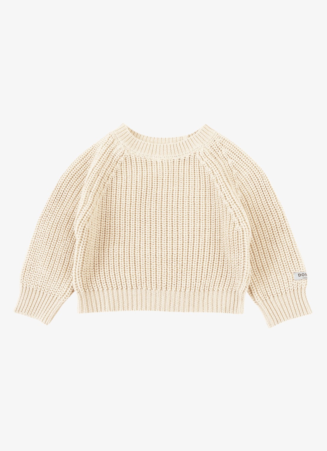 Donsje Amsterdam Jade grofgebreide trui met ronde hals - voorkant 3 beige