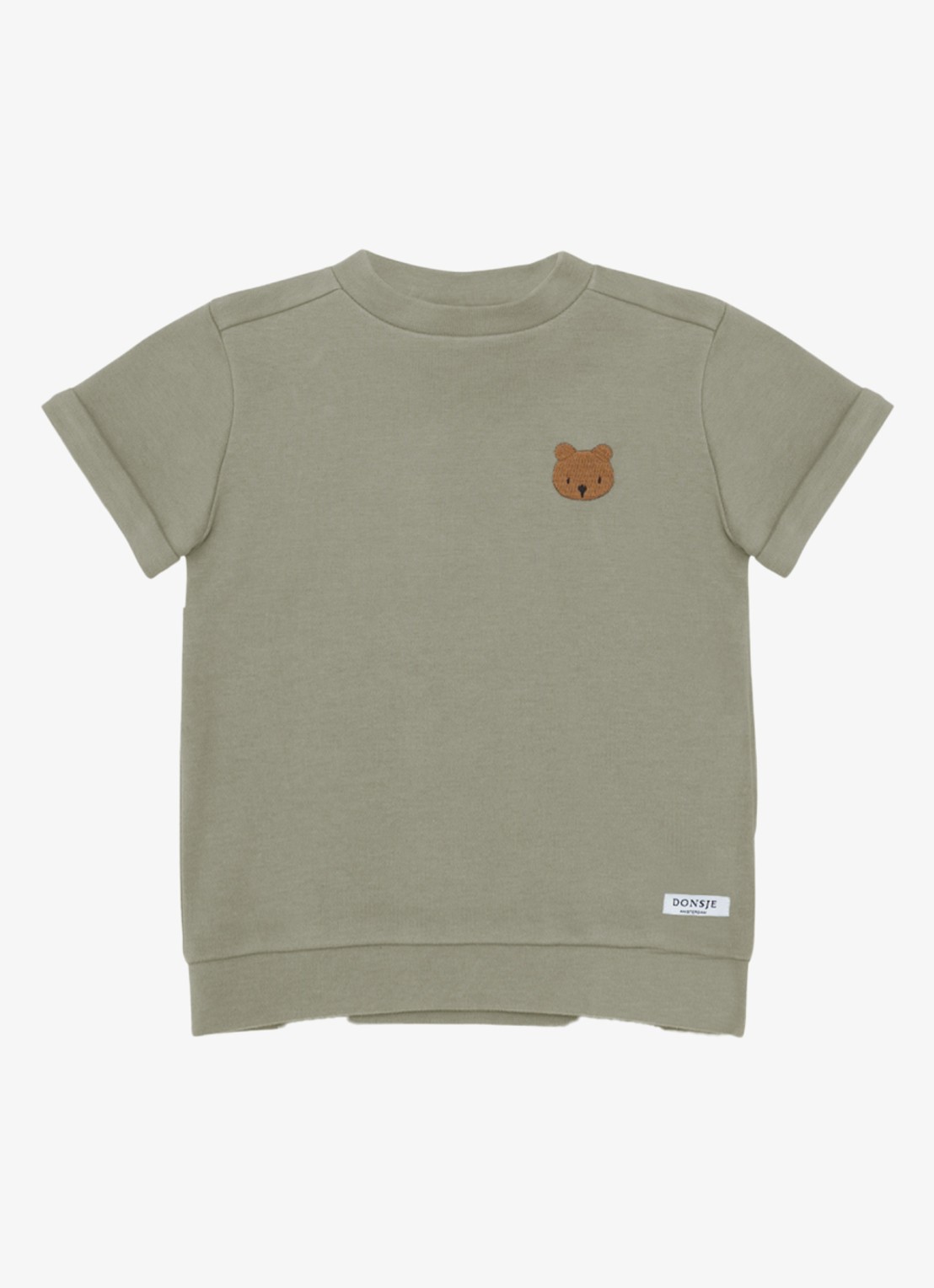Donsje Amsterdam Jarne Bear t-shirt van katoen  - voorkant 3 groen