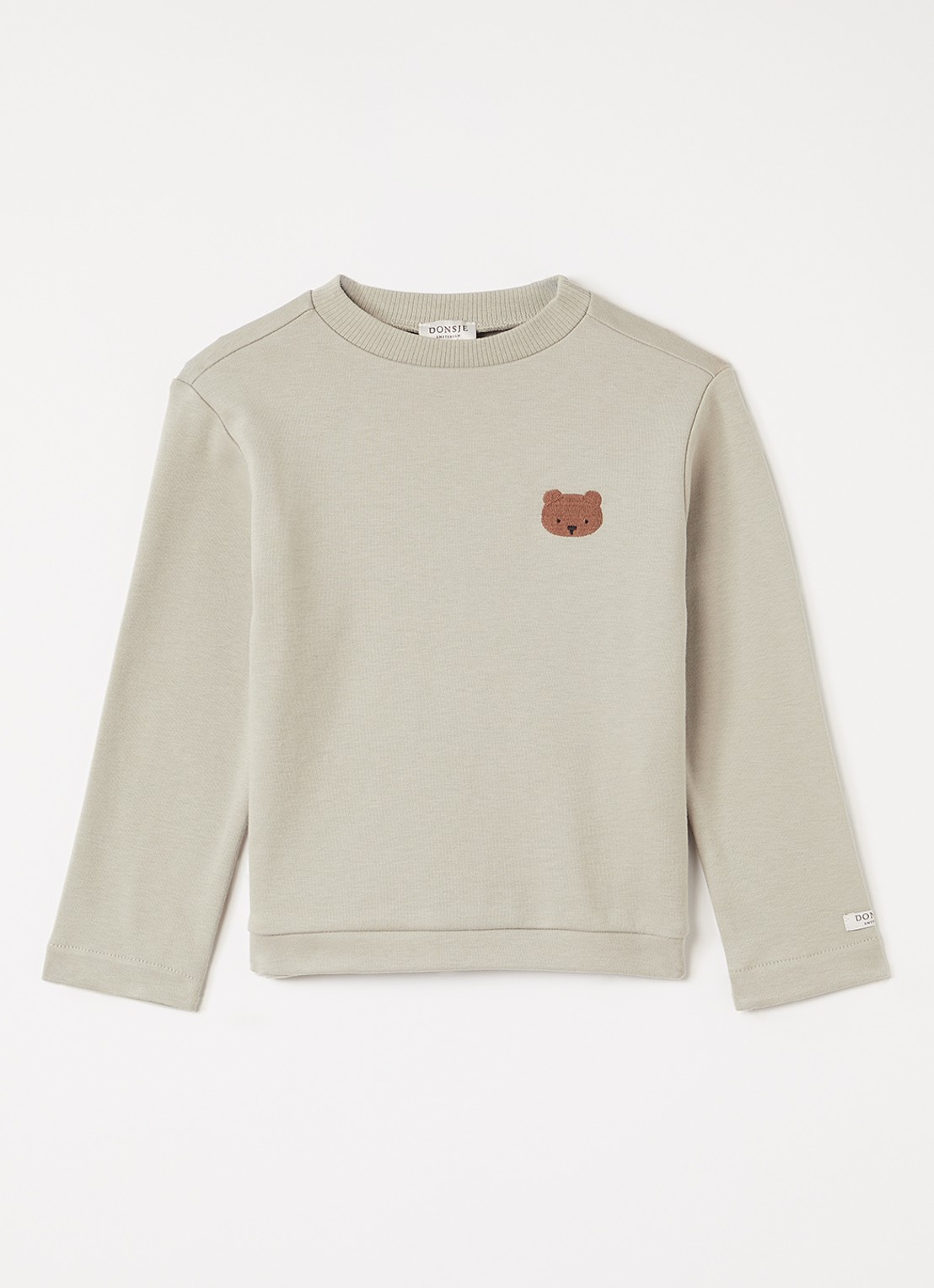 Donsje Amsterdam Jorijn longsleeve met borduring - voorkant lindegroen