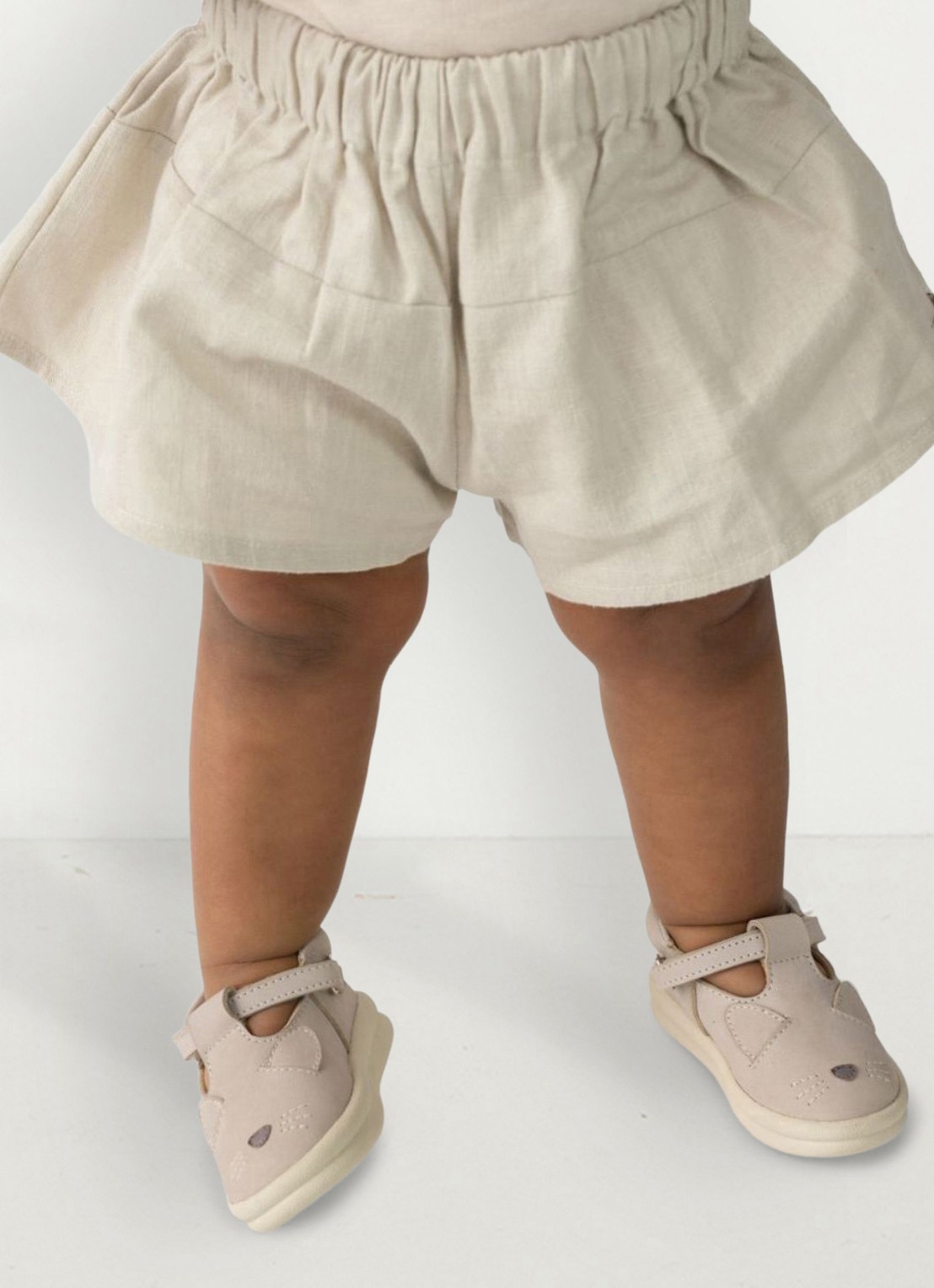 Donsje Amsterdam Jorin korte broek in linnenblend - voorkant 2 taupe