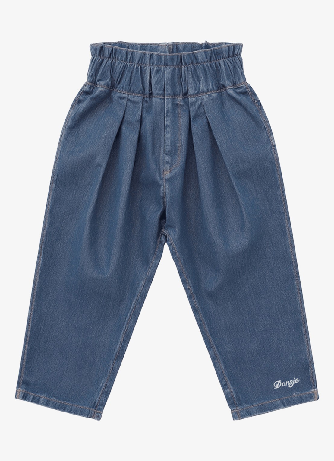 Donsje Amsterdam Juma tapered fit broek van denim - voorkant 2 donkerblauw