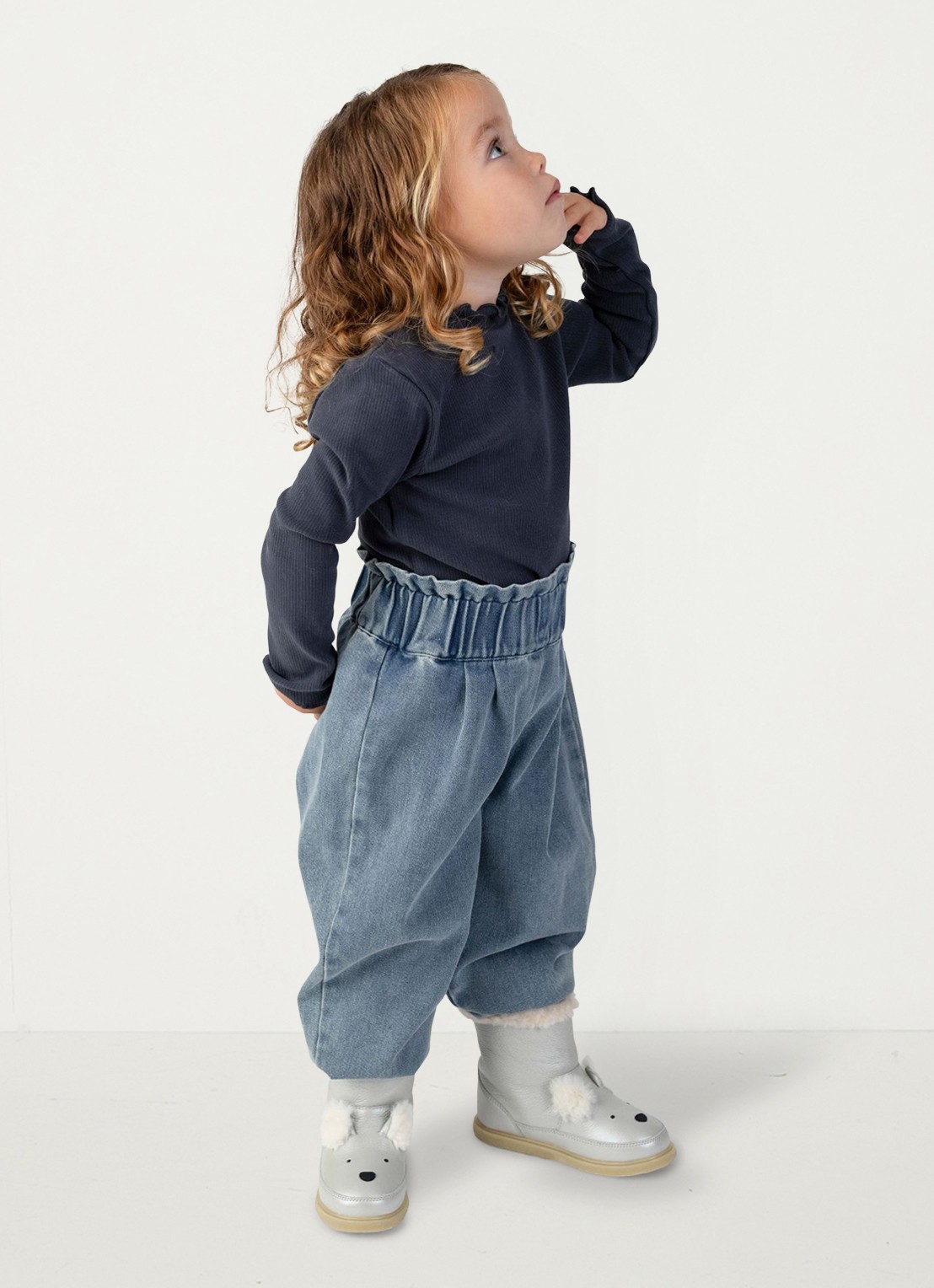 Donsje Amsterdam Juma tapered fit broek van denim - voorkant 3 donkerblauw