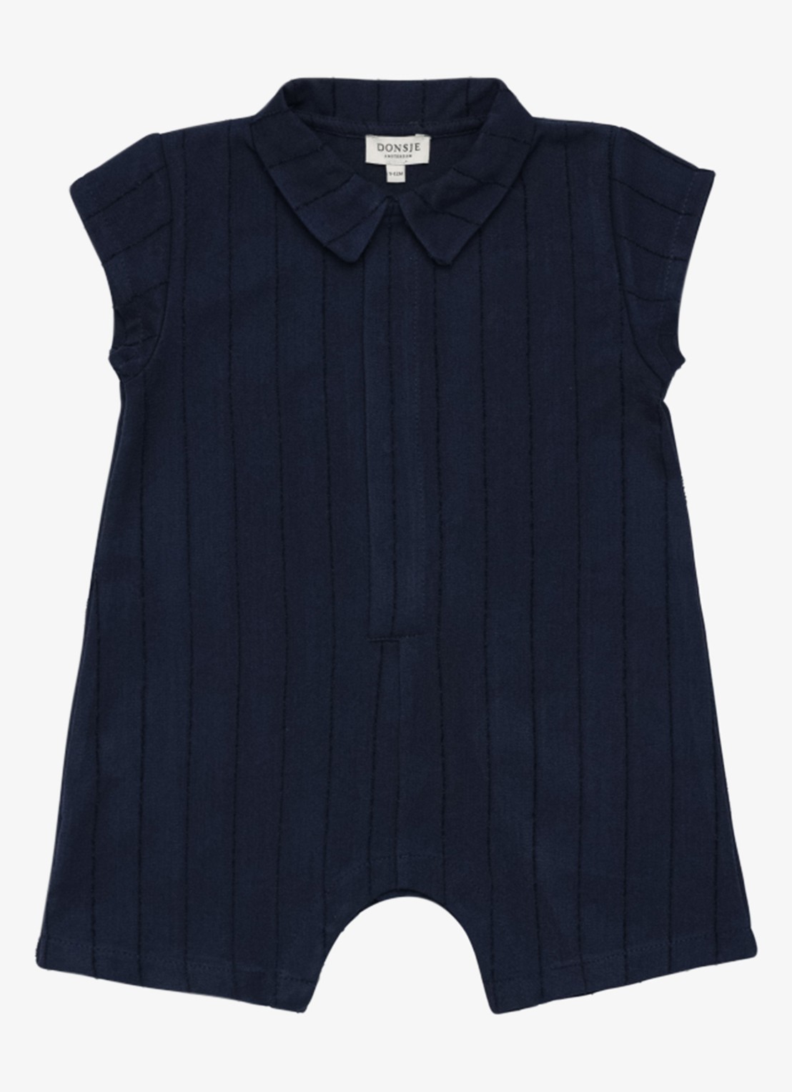 Donsje Amsterdam Kajani ribgebreide playsuit met logoborduring - voorkant 2 beige