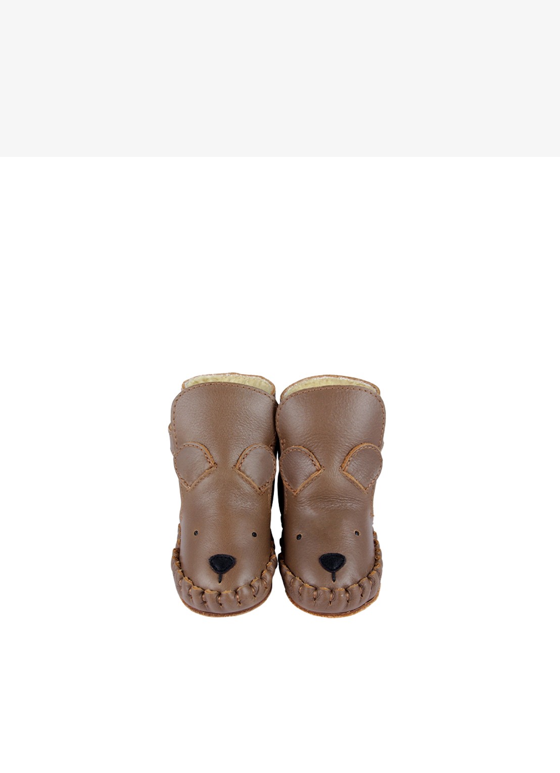 Donsje Amsterdam Kapi Classic Lining Bear babyschoentje van leer - detail cognac
