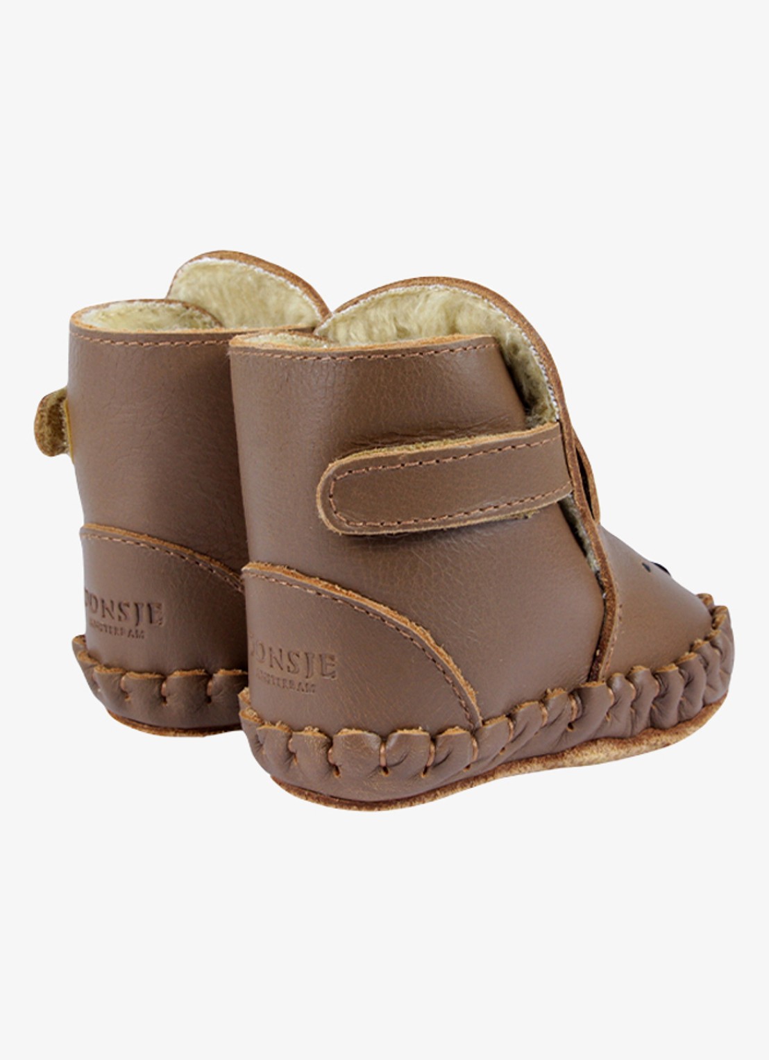 Donsje Amsterdam Kapi Classic Lining Bear babyschoentje van leer - achterkant 7 cognac