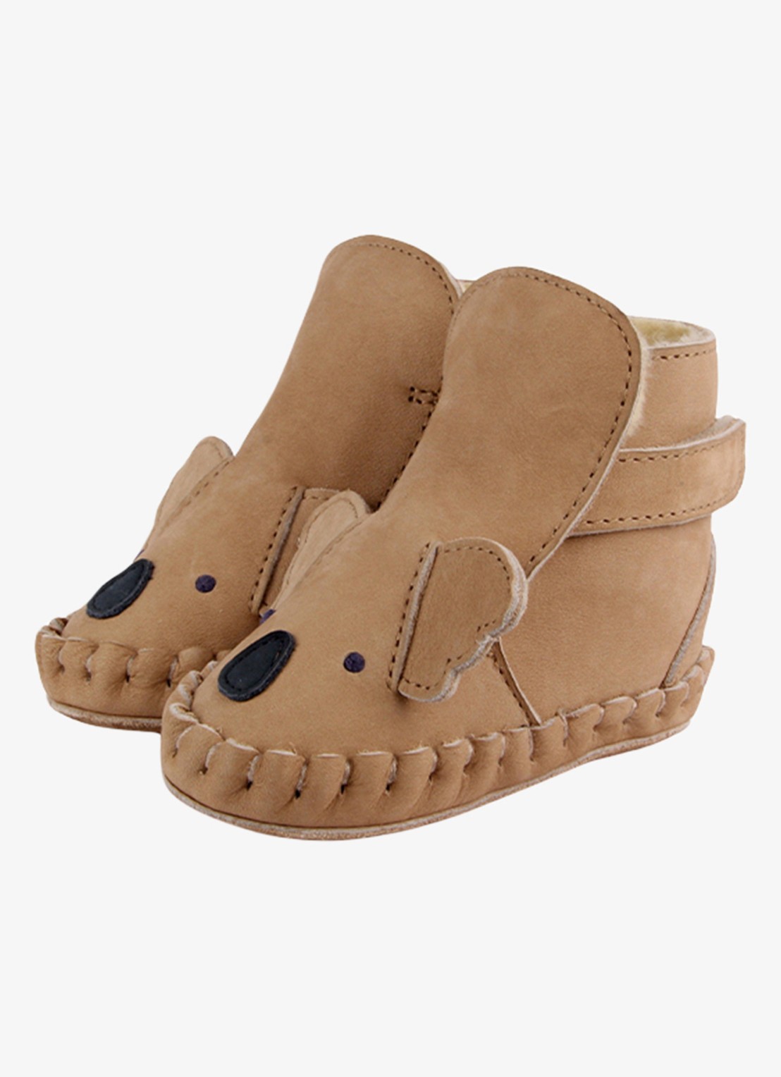 Donsje Amsterdam Kapi Classic Lining Koala babyschoentje van leer - voorkant lichtbruin
