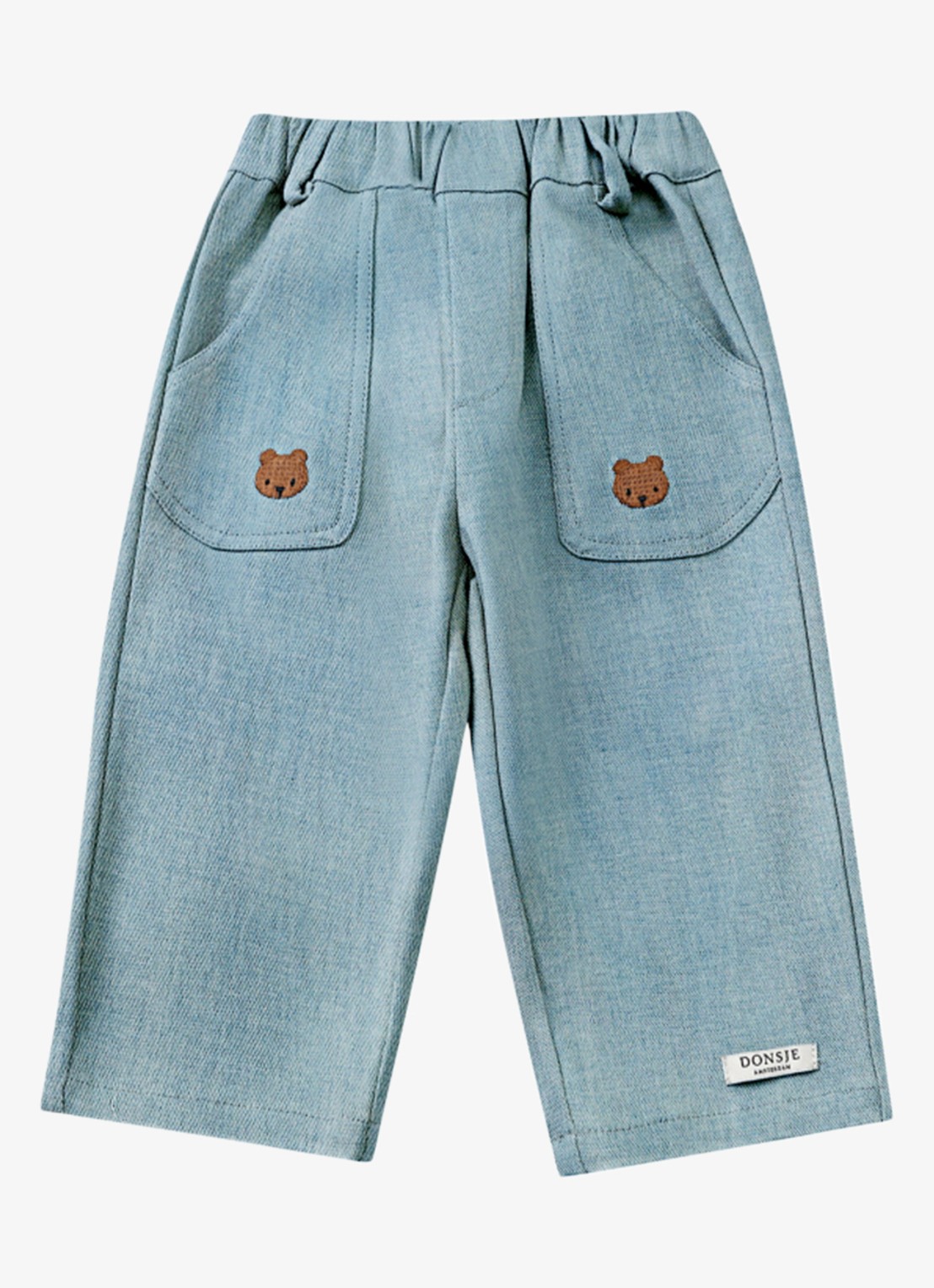 Donsje Amsterdam Kassim Bear broek van chambray - voorkant lichtblauw