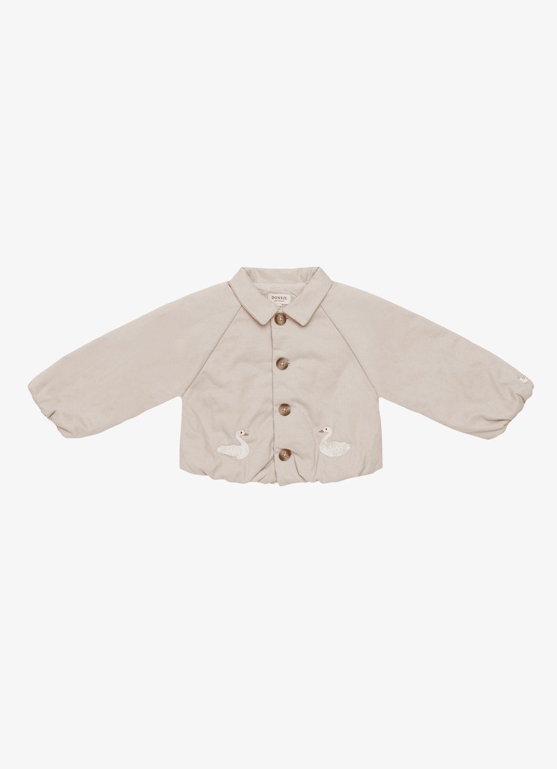Donsje Amsterdam Kesi Swans jack met borduring - voorkant 3 taupe