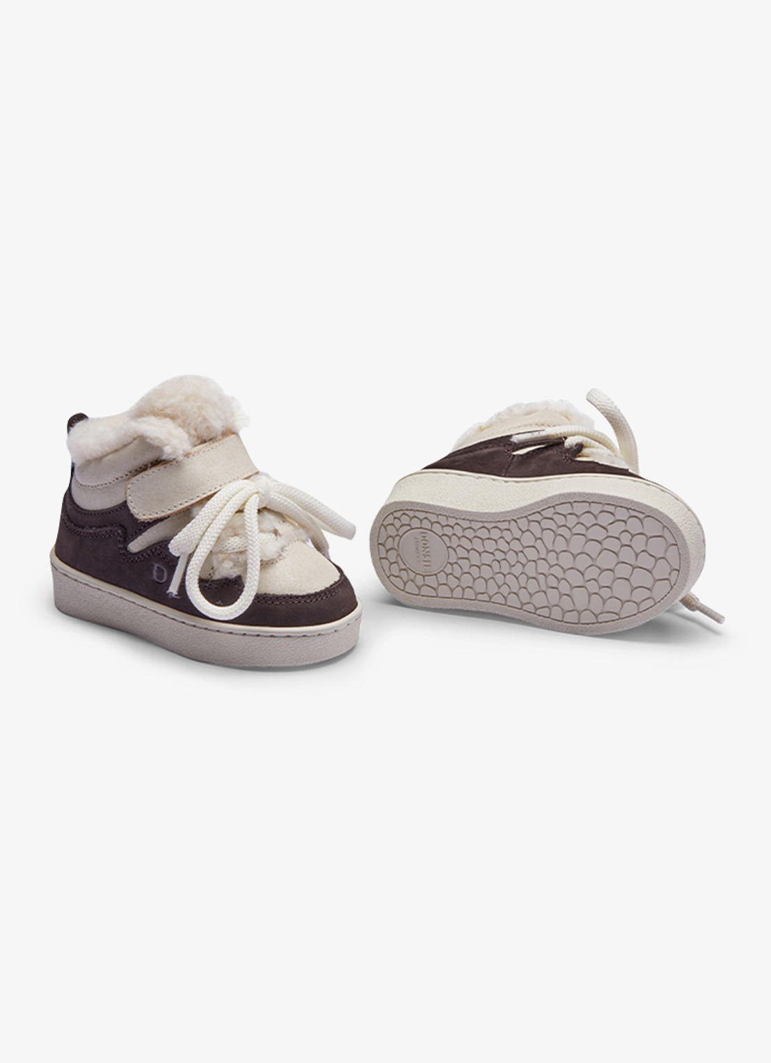 Donsje Amsterdam Kicco sneakers met bont - detail 2 donkerbruin