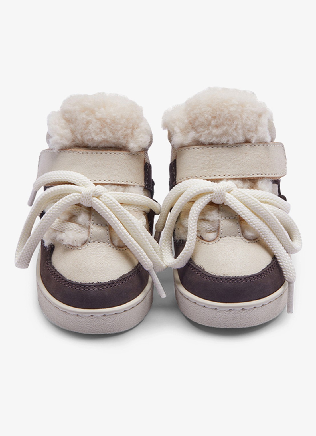 Donsje Amsterdam Kicco sneakers met bont - voorkant 4 donkerbruin