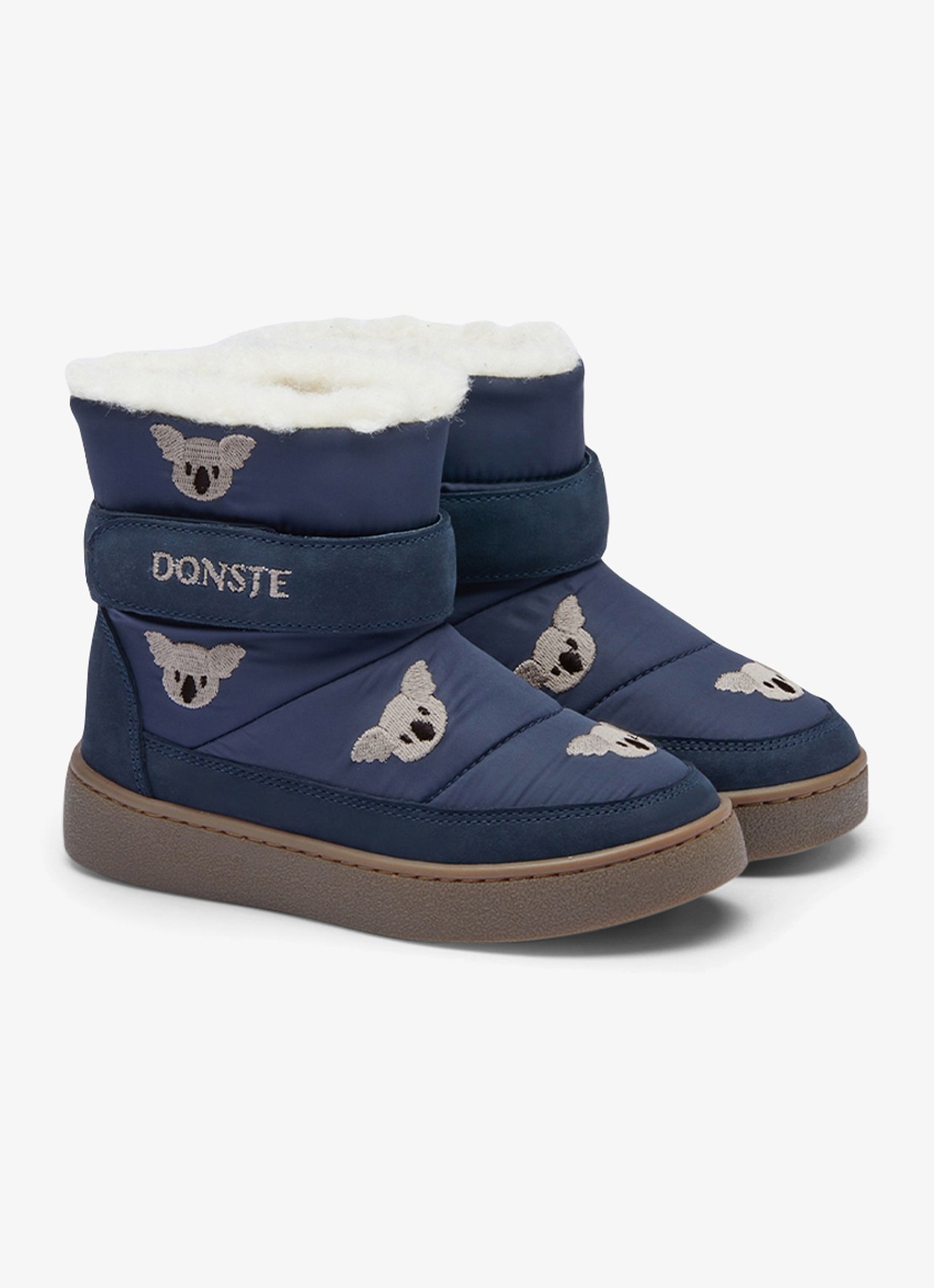 Donsje Amsterdam Kitto snowboot met borduring - voorkant 3 donkerblauw