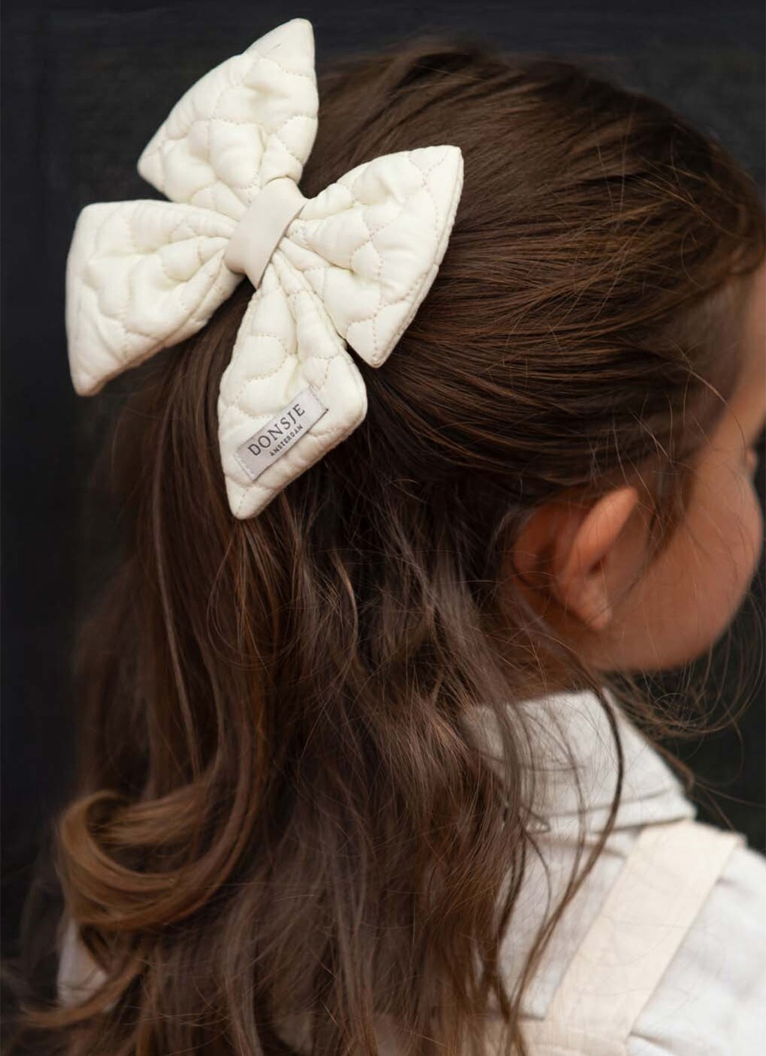 Donsje Amsterdam Klasina haarclip met quilpatroon - voorkant 3 wit