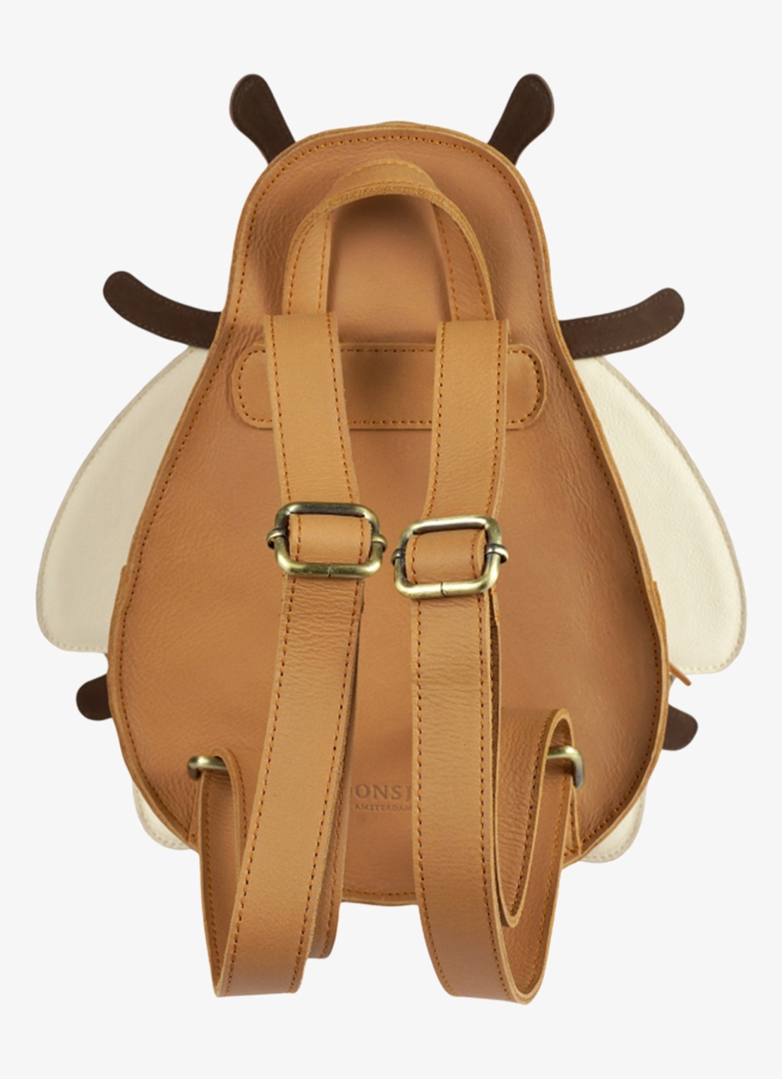 Donsje Amsterdam Loubi Bee rugzak van leer - achterkant 2 camel