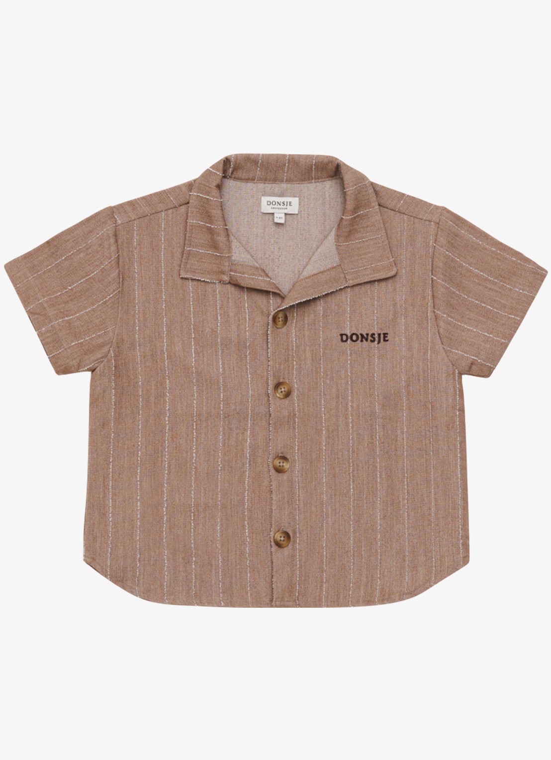 Donsje Amsterdam Lucian overhemd met streepprint  - voorkant 2 chocoladebruin