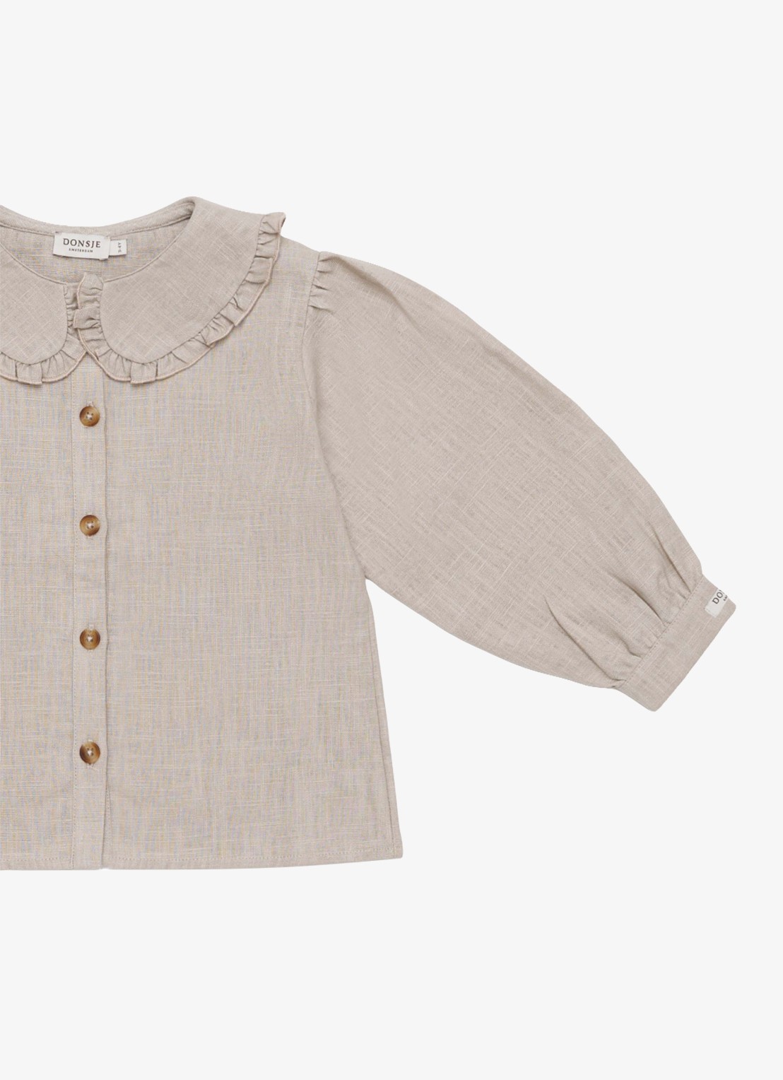 Donsje Amsterdam Luikje blouse in linnenblend - detail 4 taupe