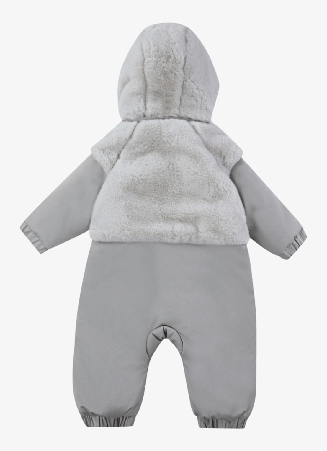 Donsje Amsterdam Maevie babypak met imitatiebont - achterkant grijs