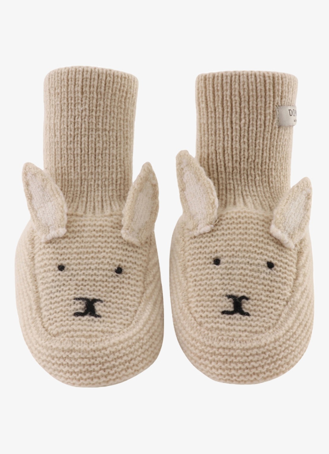 Donsje Amsterdam Maicer Bunny babyslofje van merino wol - voorkant beige
