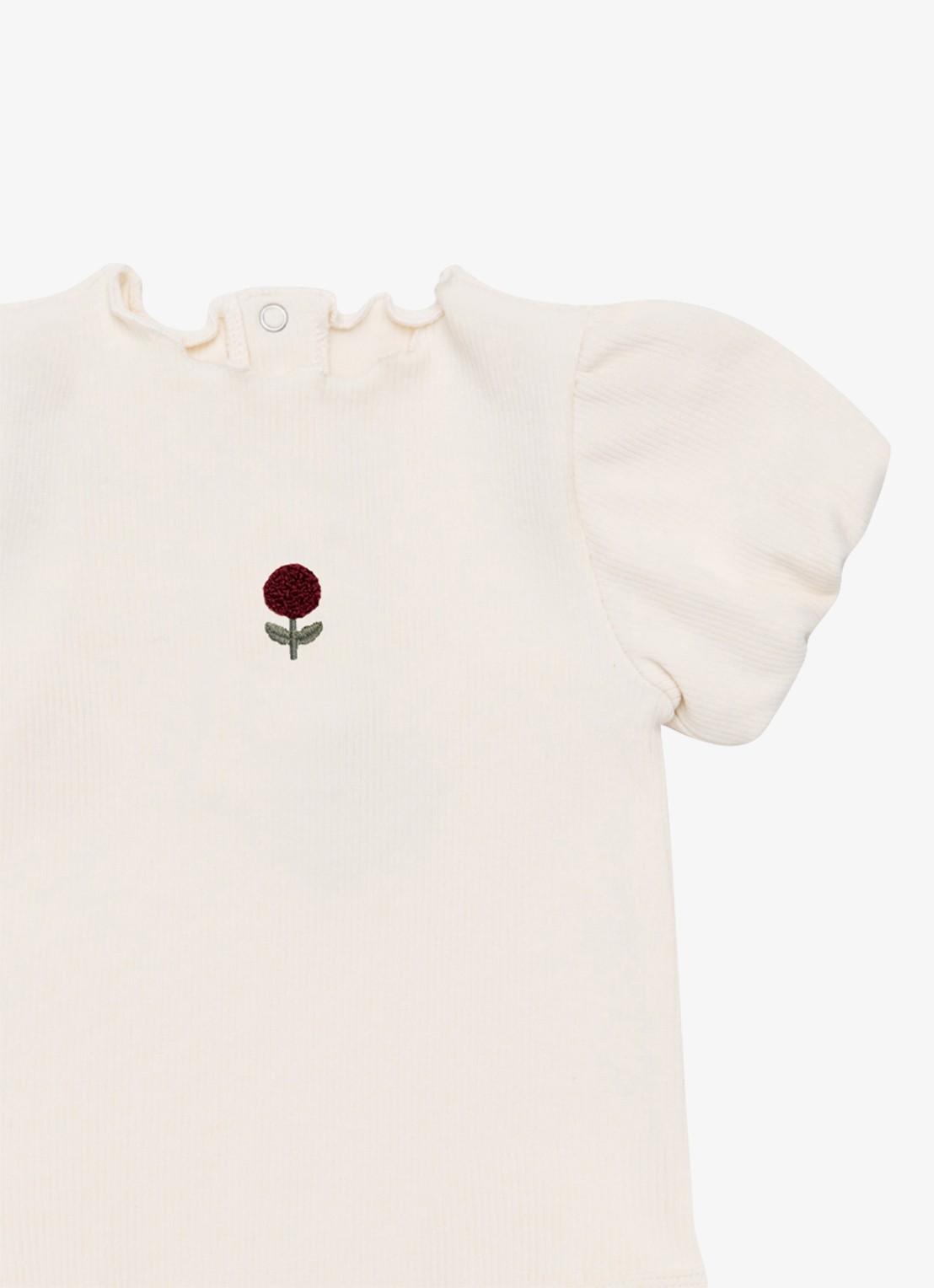 Donsje Amsterdam Marien Rose ribgebreide top in katoenblend - detail 2 ivoor
