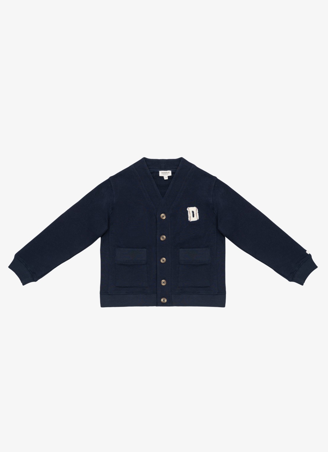 Donsje Amsterdam Maukie fijngebreide vest met klepzakken - voorkant 7 donkerblauw