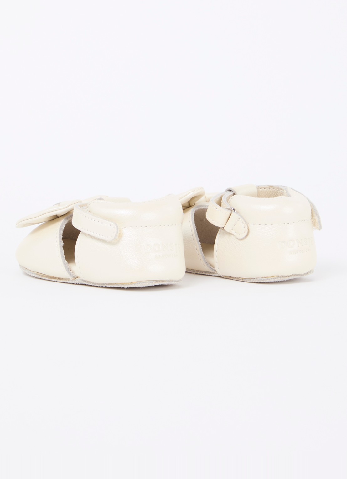 Donsje Amsterdam Meau babyschoentjes van leer met metallic finish - achterkant vanillegeel