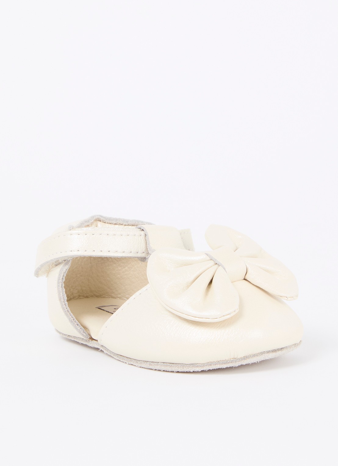 Donsje Amsterdam Meau babyschoentjes van leer met metallic finish - voorkant 2 vanillegeel