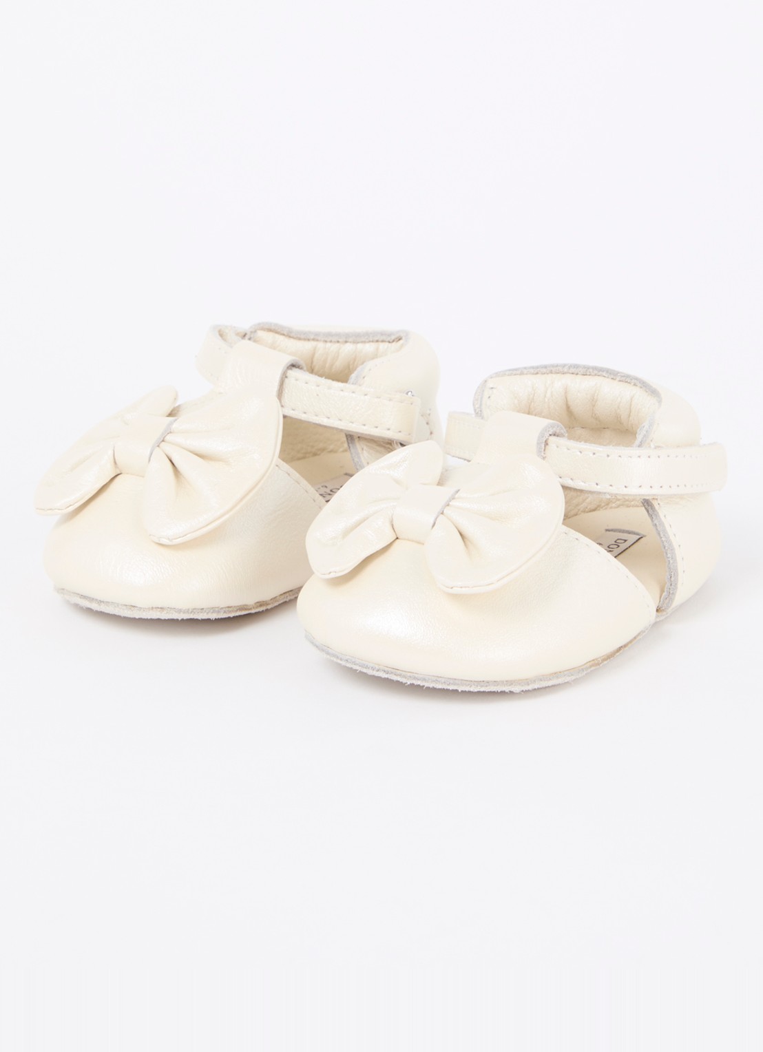 Donsje Amsterdam Meau babyschoentjes van leer met metallic finish - voorkant 3 vanillegeel