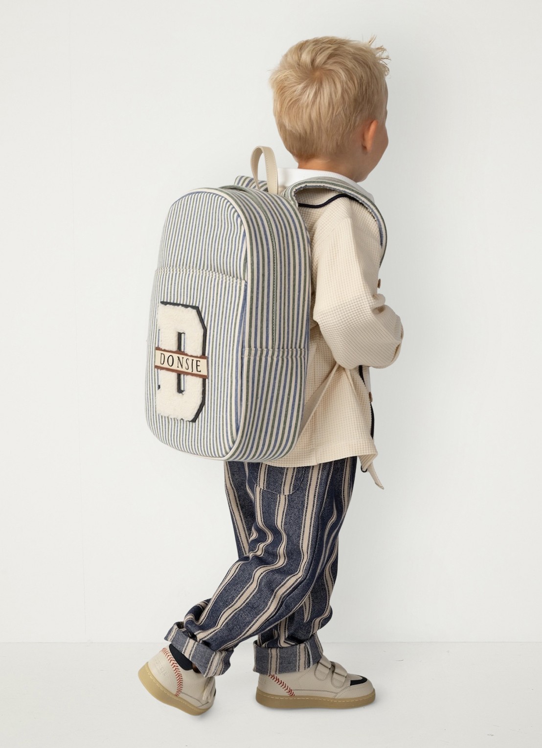 Donsje Amsterdam Menno broek met streepprint - voorkant 2 blauw