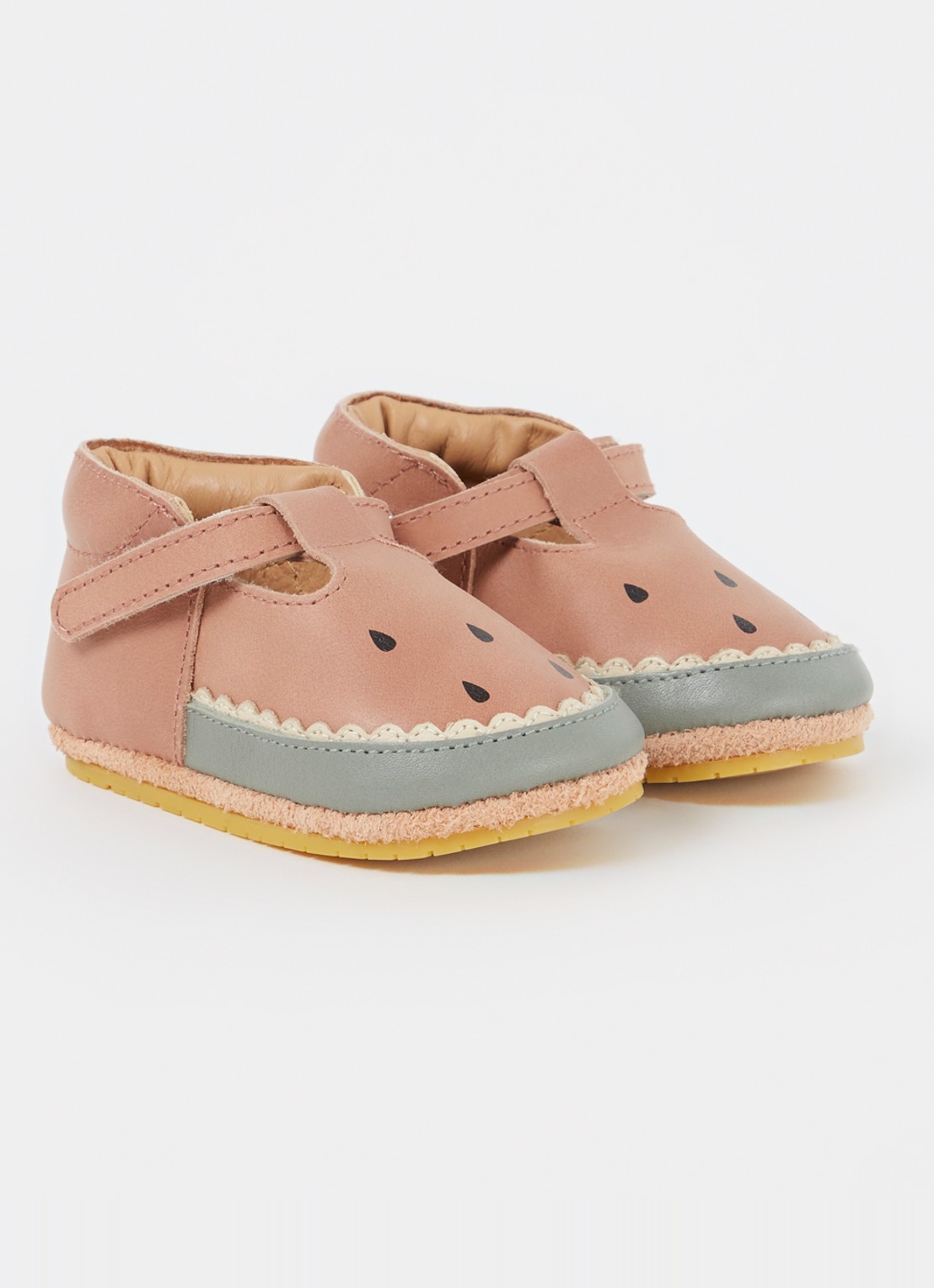 Donsje Amsterdam Nanoe Watermelon babyschoentje van leer - detail oudroze