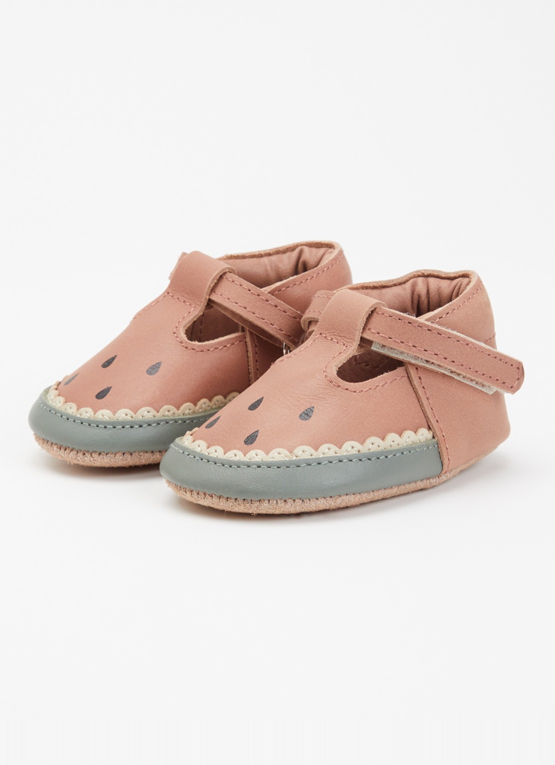 Donsje Amsterdam Nanoe Watermelon babyschoentje van leer - voorkant 3 abrikoos