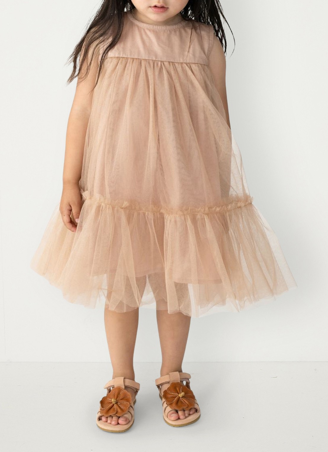 Donsje Amsterdam Negina jurk met tule - voorkant 5 beige