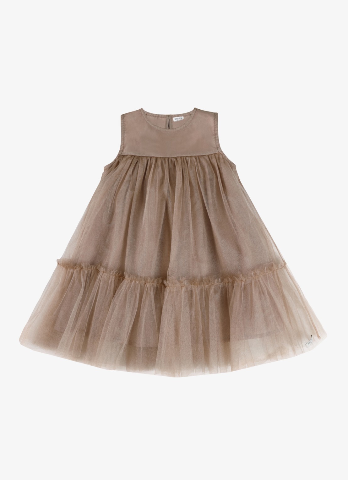 Donsje Amsterdam Negina mini jurk met tule - voorkant beige