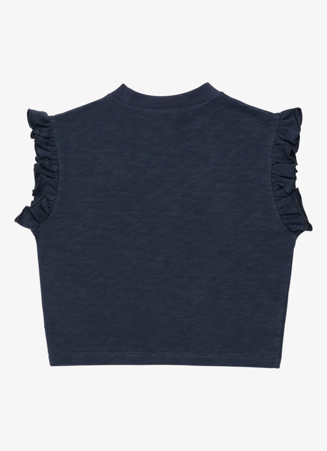 Donsje Amsterdam Nuriel top met ruches - achterkant donkerblauw