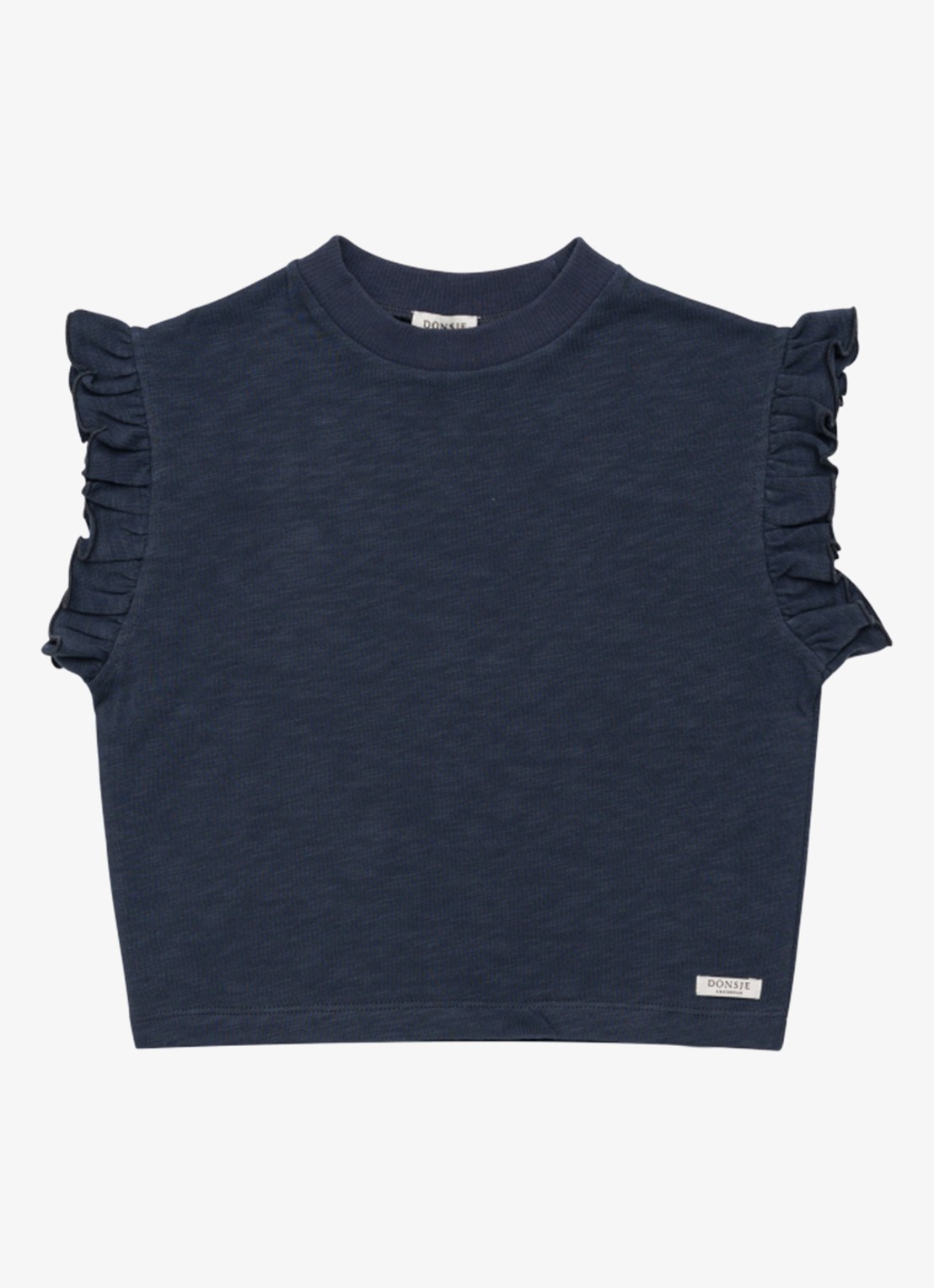 Donsje Amsterdam Nuriel top met ruches - voorkant 2 donkerblauw