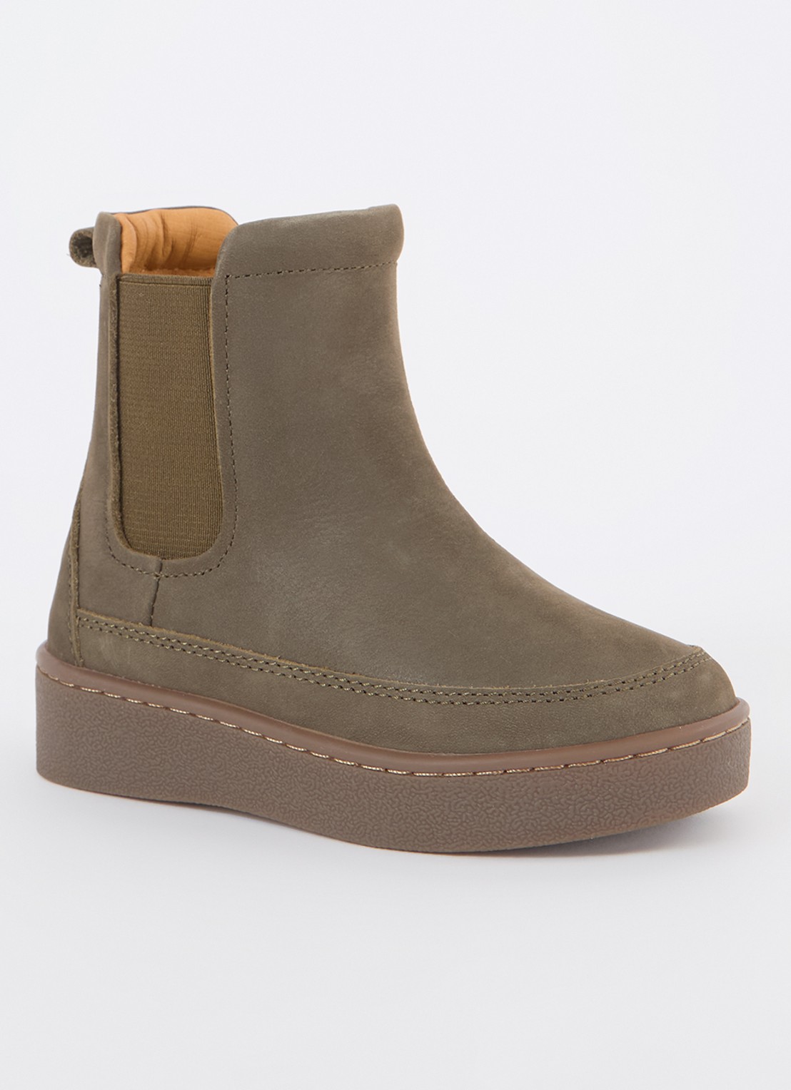 Donsje Amsterdam Ojeh chelsea boot van nubuck  - voorkant bronsgroen