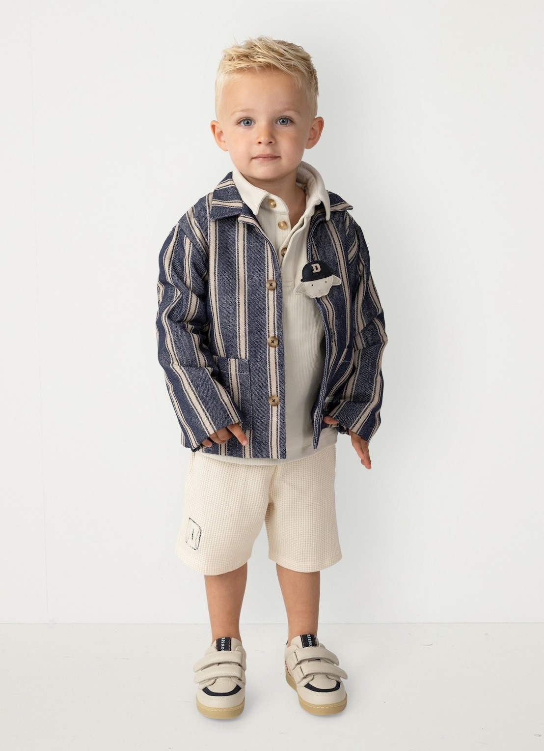 Donsje Amsterdam Petar korte broek met structuur - voorkant 4 beige
