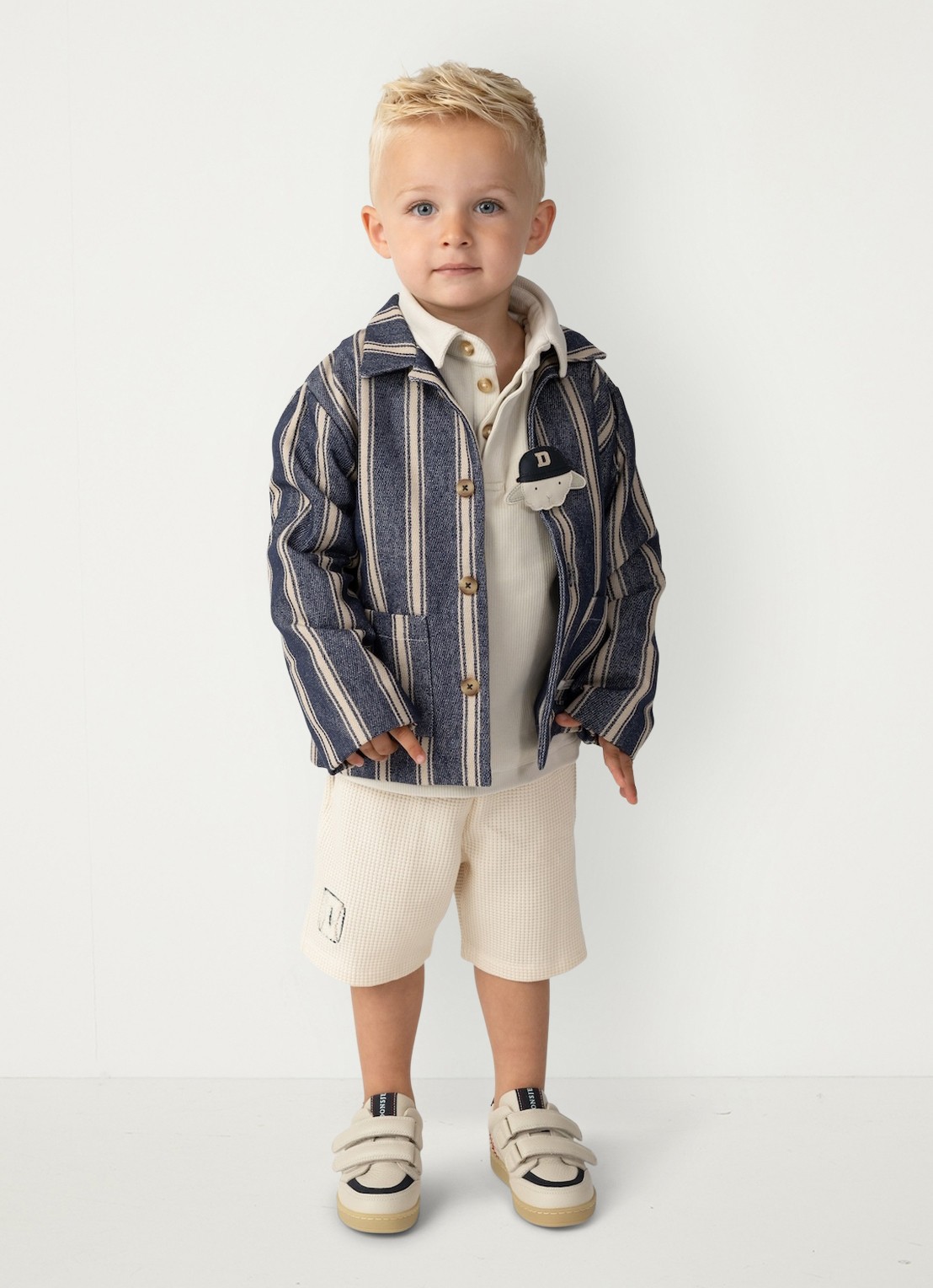 Donsje Amsterdam Petar korte broek met structuur - voorkant 2 beige