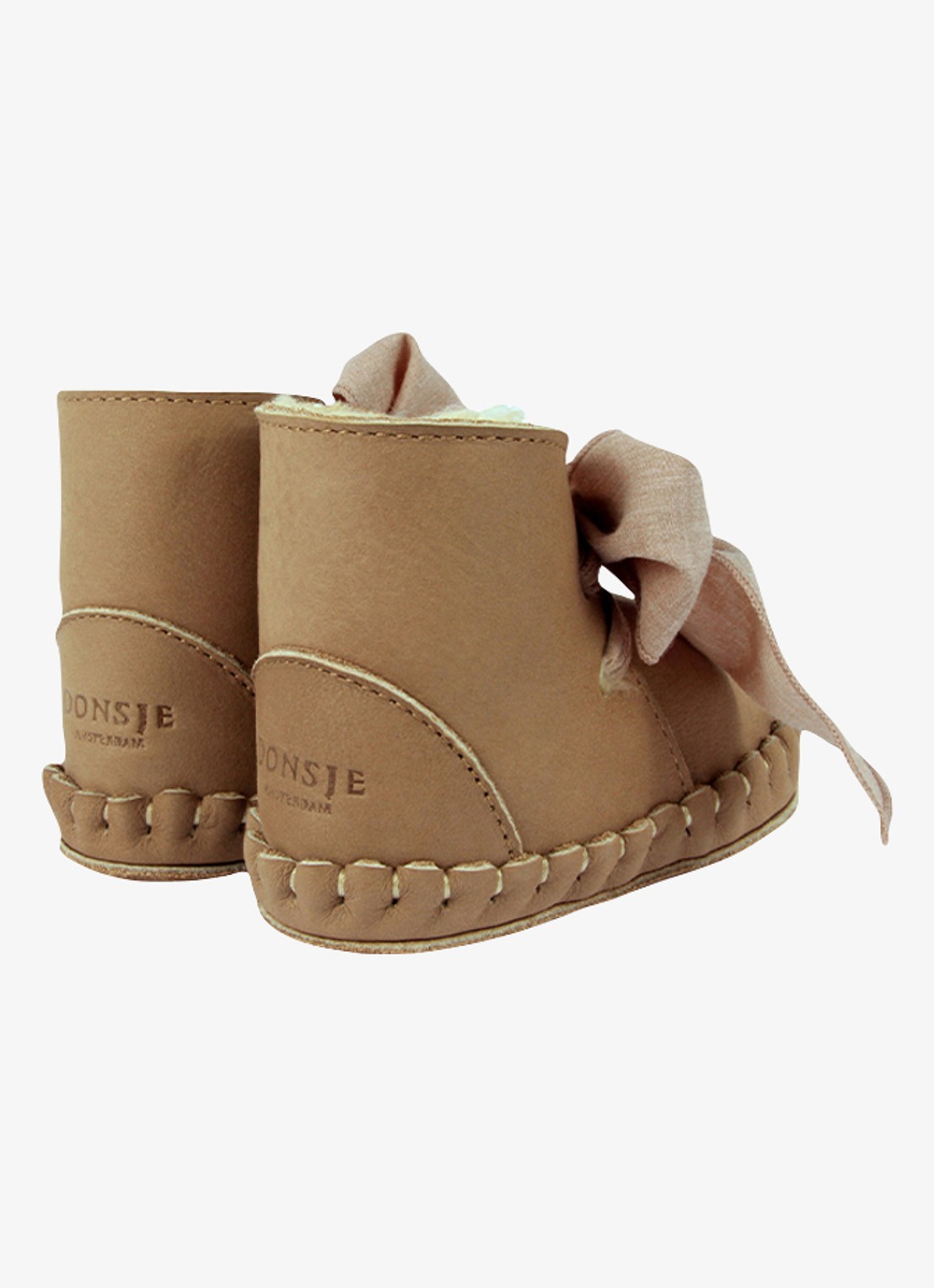 Donsje Amsterdam Pina boots met strikdetail - achterkant 3 beige