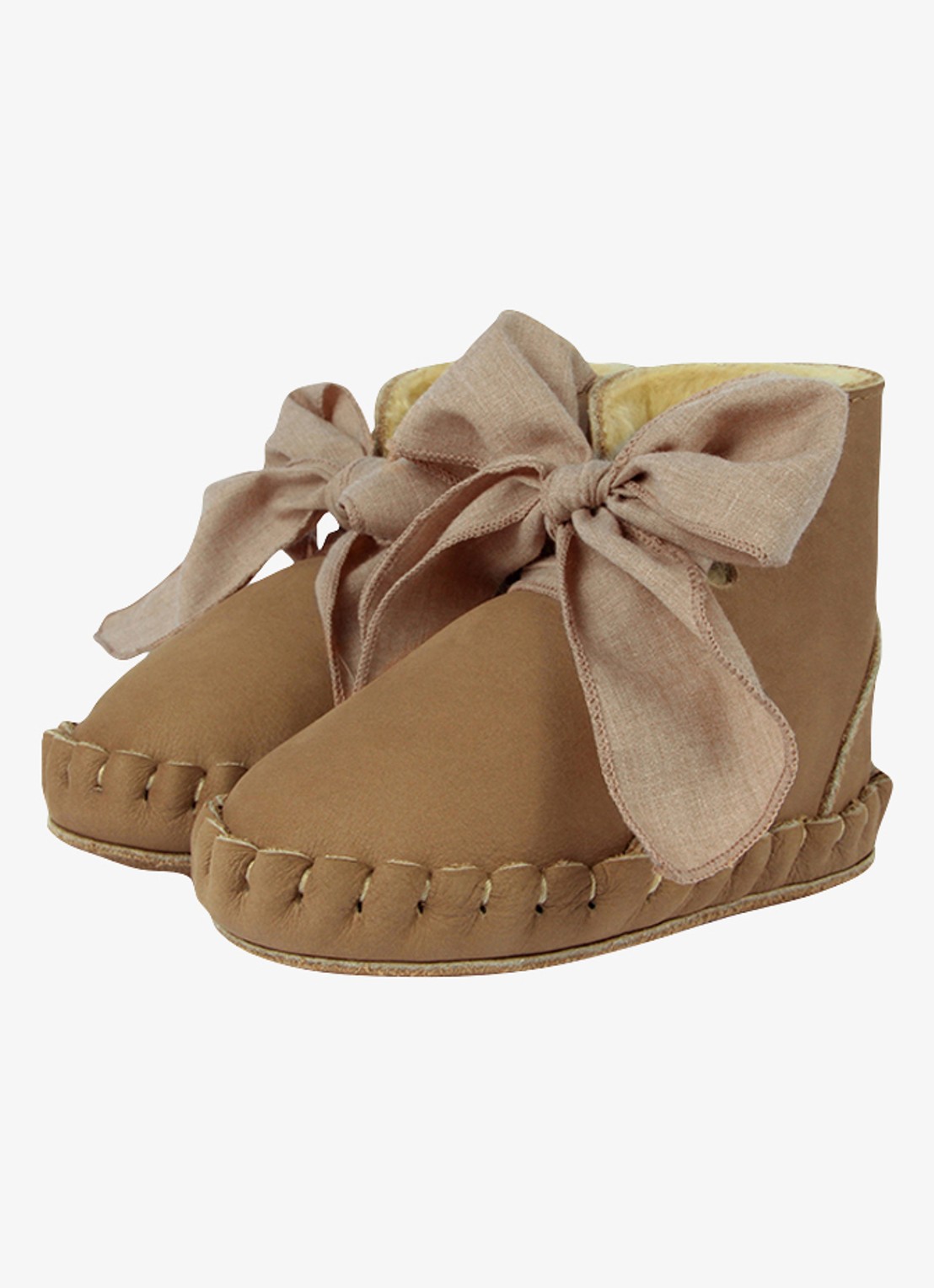 Donsje Amsterdam Pina boots met strikdetail - voorkant beige