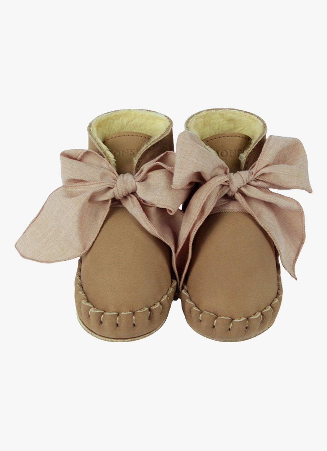 Donsje Amsterdam Pina boots met strikdetail - voorkant 2 beige